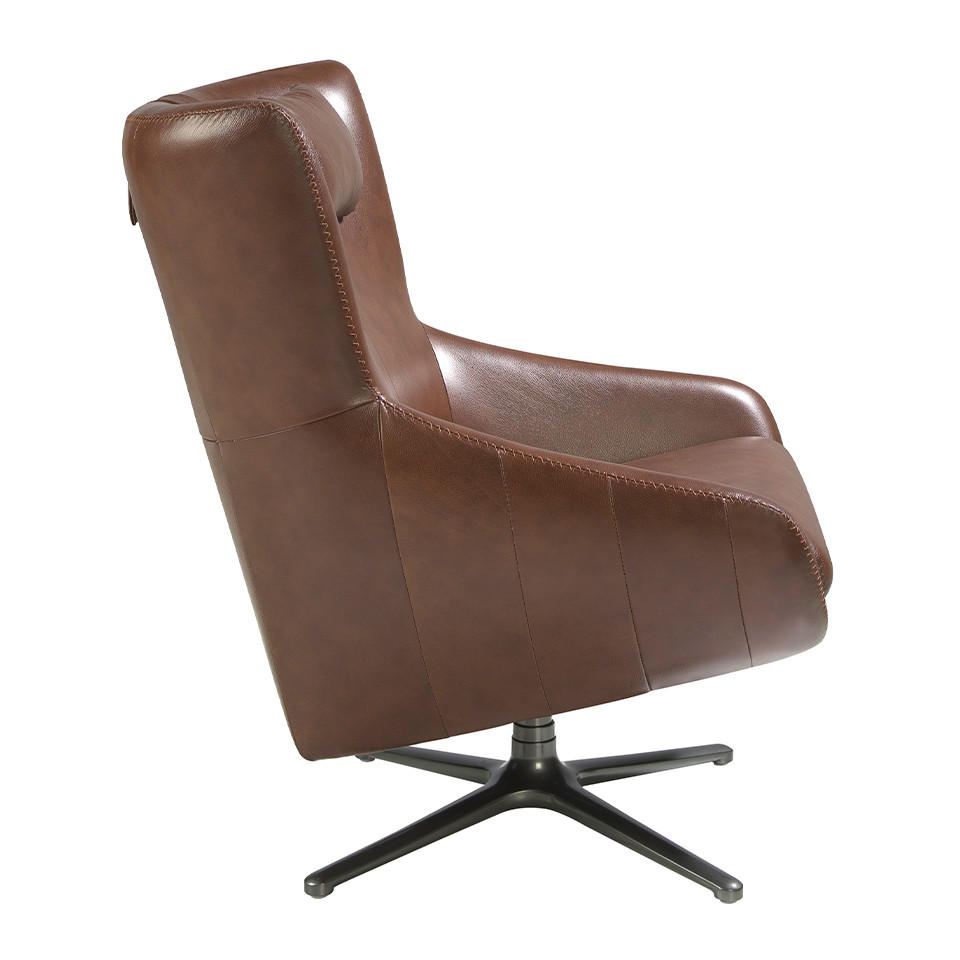 SESSEL Leder Braun, Grau 76 / 90 / 100 cm - Dunkelgrau/Braun, Leder (76/100/90cm) - ANGEL CERDA
