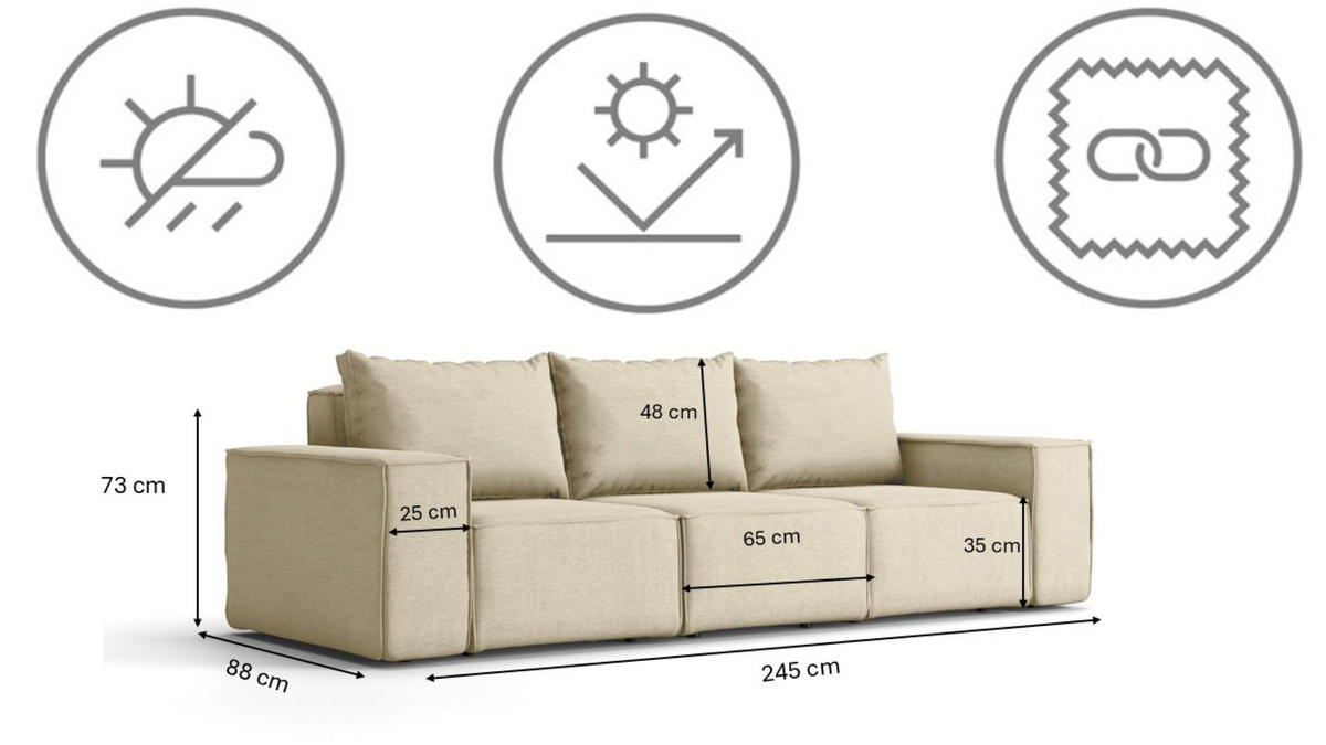 LOUNGEGARNITUR Gartenmöbel set 3+1+1 für den Garten, Terrasse, gartenmöbel lounge set SONNE EXCLUSICVE Beige - Beige, Holz - Kaiser Möbel
