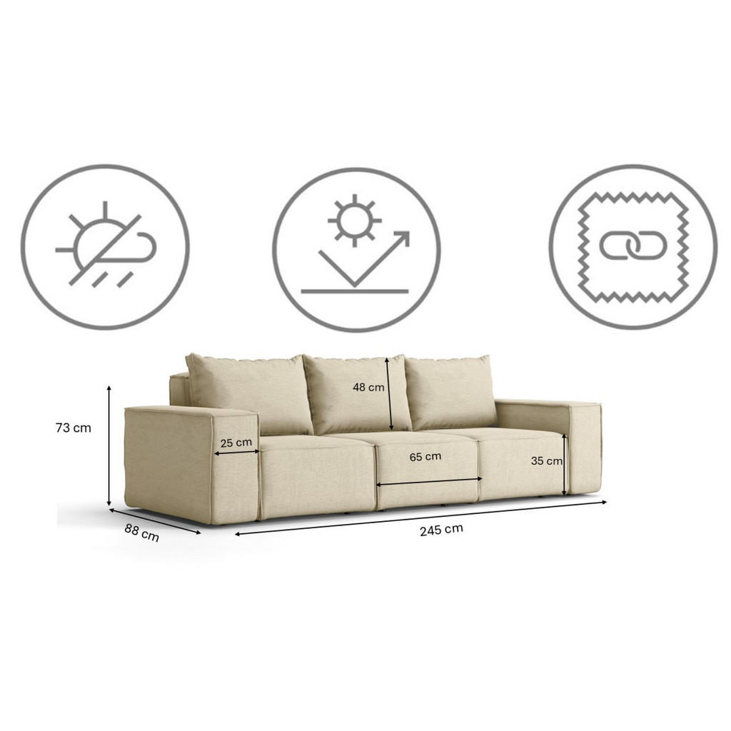 Thumbnail - Kaiser Möbel Gartensofa, Beige, Holz, 245x73x88 cm, Loungemöbel, Gartensofas