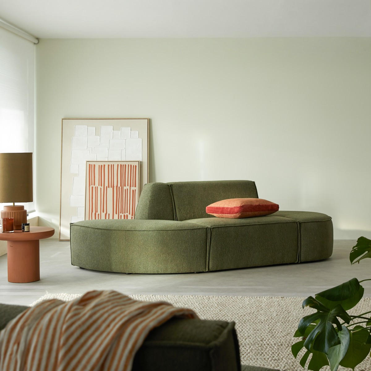 SOFA Dario Grün aus Stoff - Grün, Textil (247/75/93cm) - Tikamoon