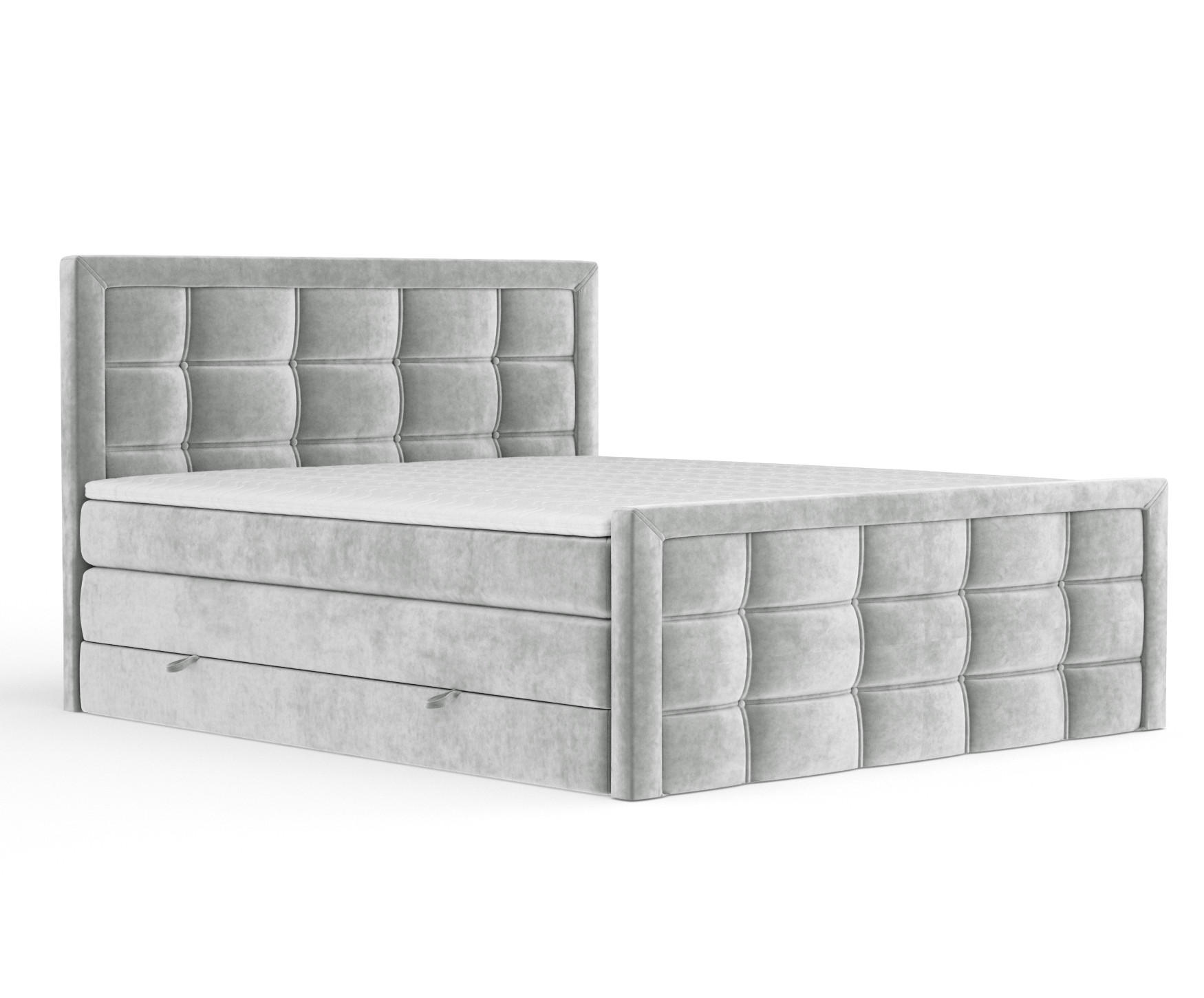 BOXSPRINGBETT Ambrosia Hellgrau 180/200 cm - Hellgrau/Schwarz, Holz/Holzwerkstoff (180/200cm) - Maison de Reve