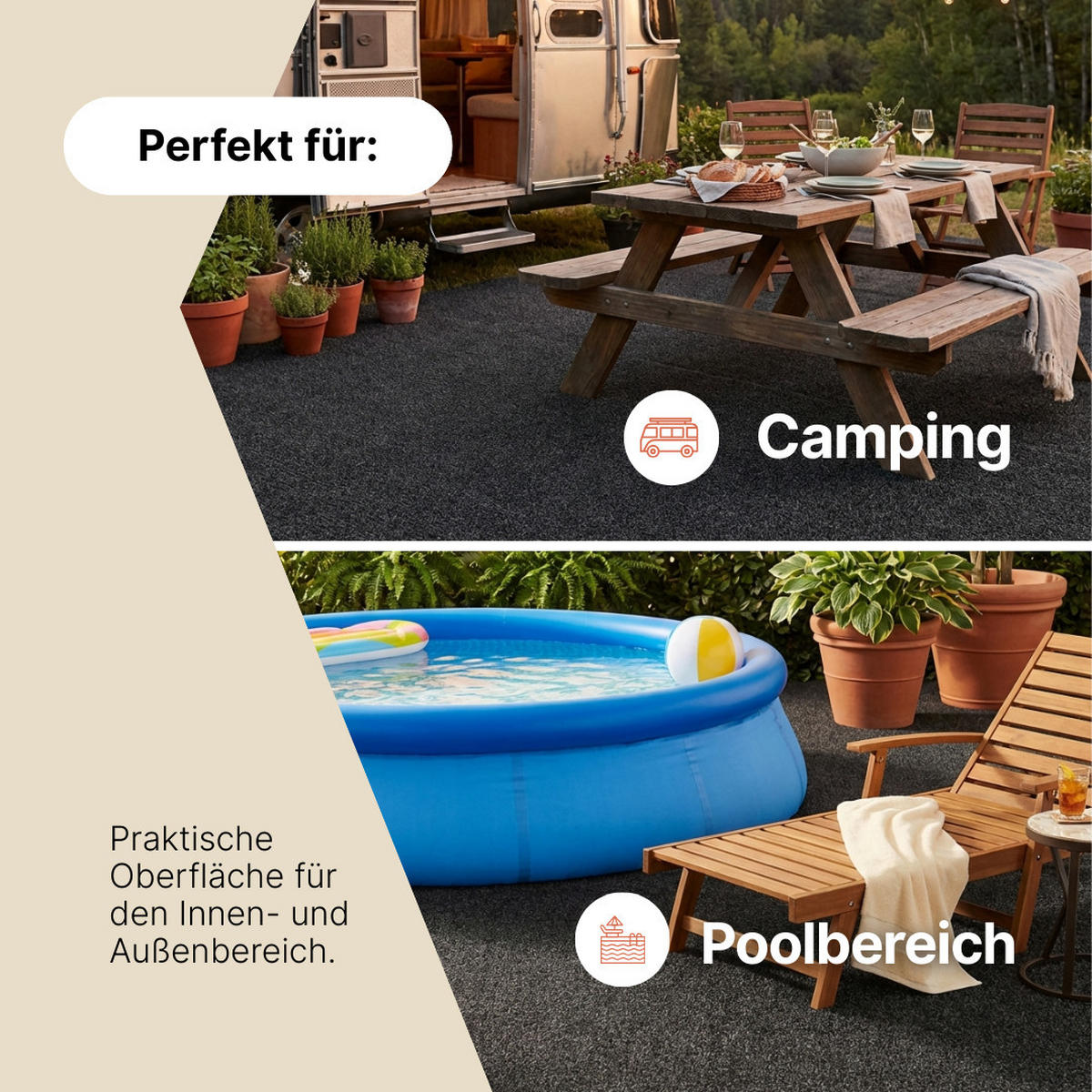 KUNSTRASEN Magic Forest 6,5 mm – Rasenteppich für Balkon, Terrasse & Garten, wetterfest 200/550 cm - Anthrazit, Textil (200/550cm) - Tapiso