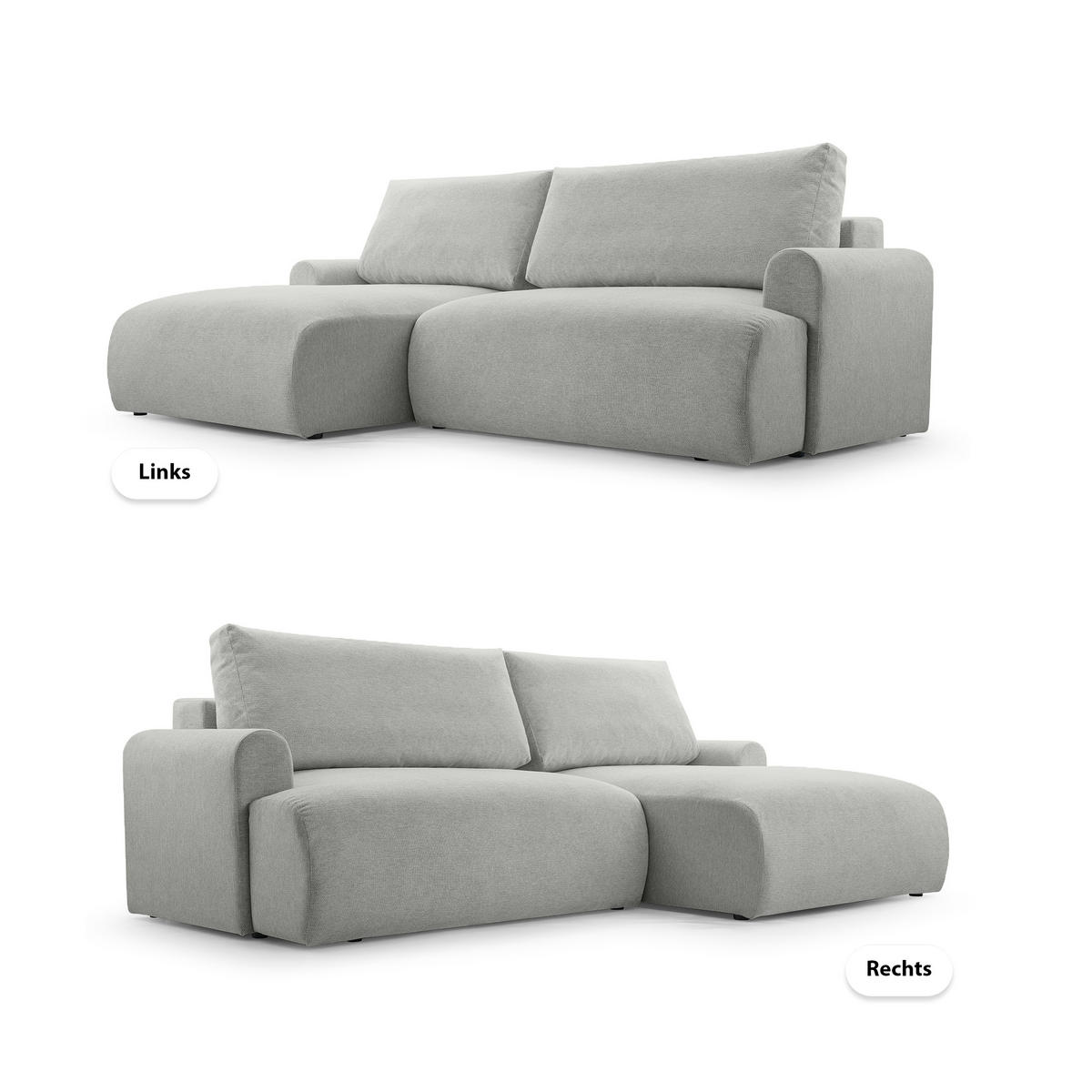 ECKSOFA mit Schlaffunktion Brauel, Hellgrau - Hellgrau, Textil (150/260cm) - Meblito