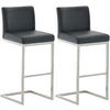 BARHOCKER 2er Set Lederlook schwarz - Schwarz, Textil/Metall (42/104/48cm) - CLP