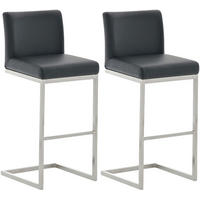 BARHOCKER 2er Set Lederlook schwarz - Schwarz, Textil/Metall (42/104/48cm) - CLP