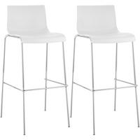 BARHOCKER 2er Set Kunststoff Weiß - Chromfarben/Weiß, Kunststoff/Metall (43/100/48cm) - CLP