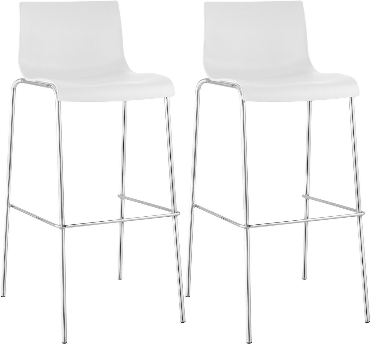 BARHOCKER 2er Set Kunststoff Weiß - Chromfarben/Weiß, Kunststoff/Metall (43/100/48cm) - CLP