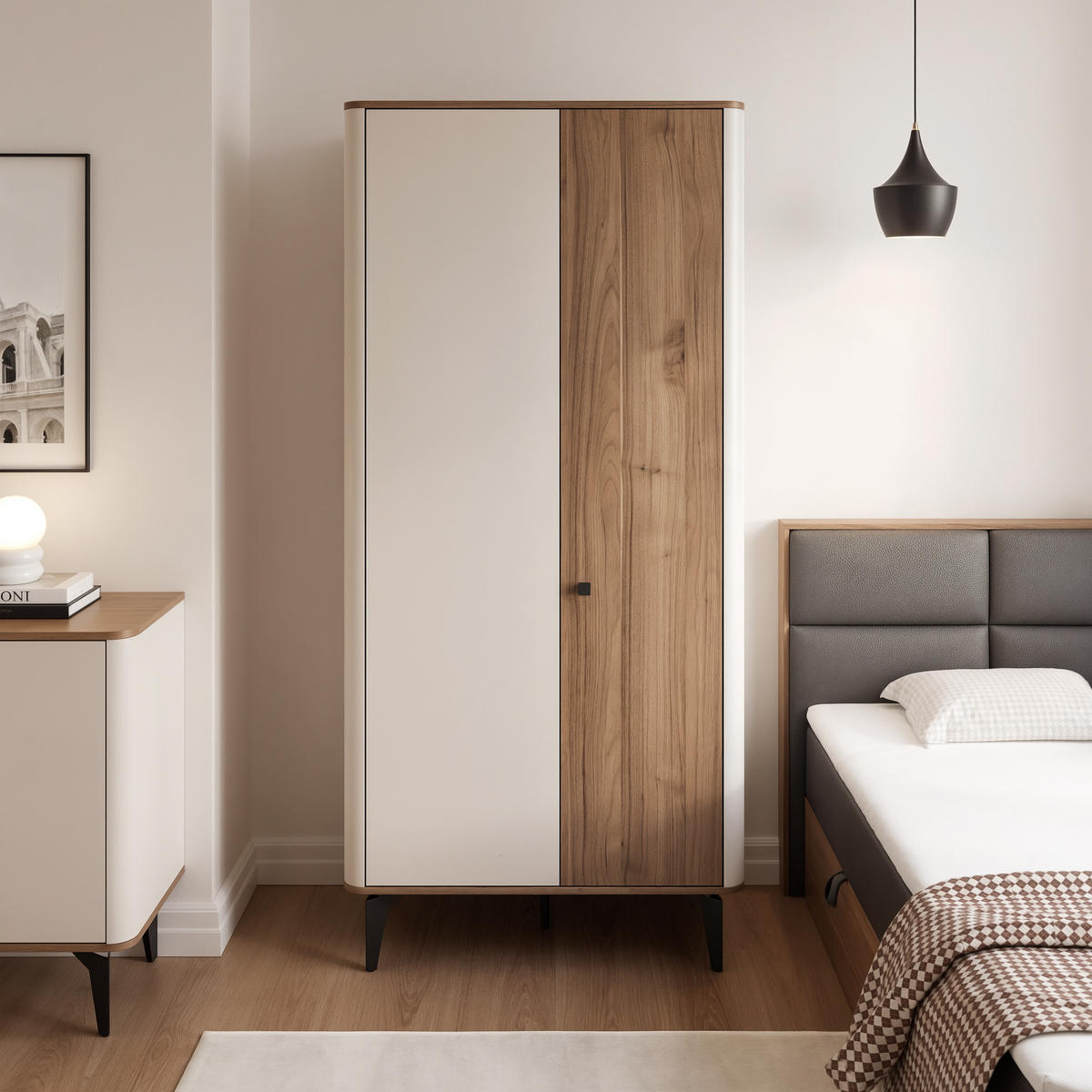 KLEIDERSCHRANK BELLAGIO mit Regalböden - Braun, Holzwerkstoff (88.1/190/52.2cm) - Idohome