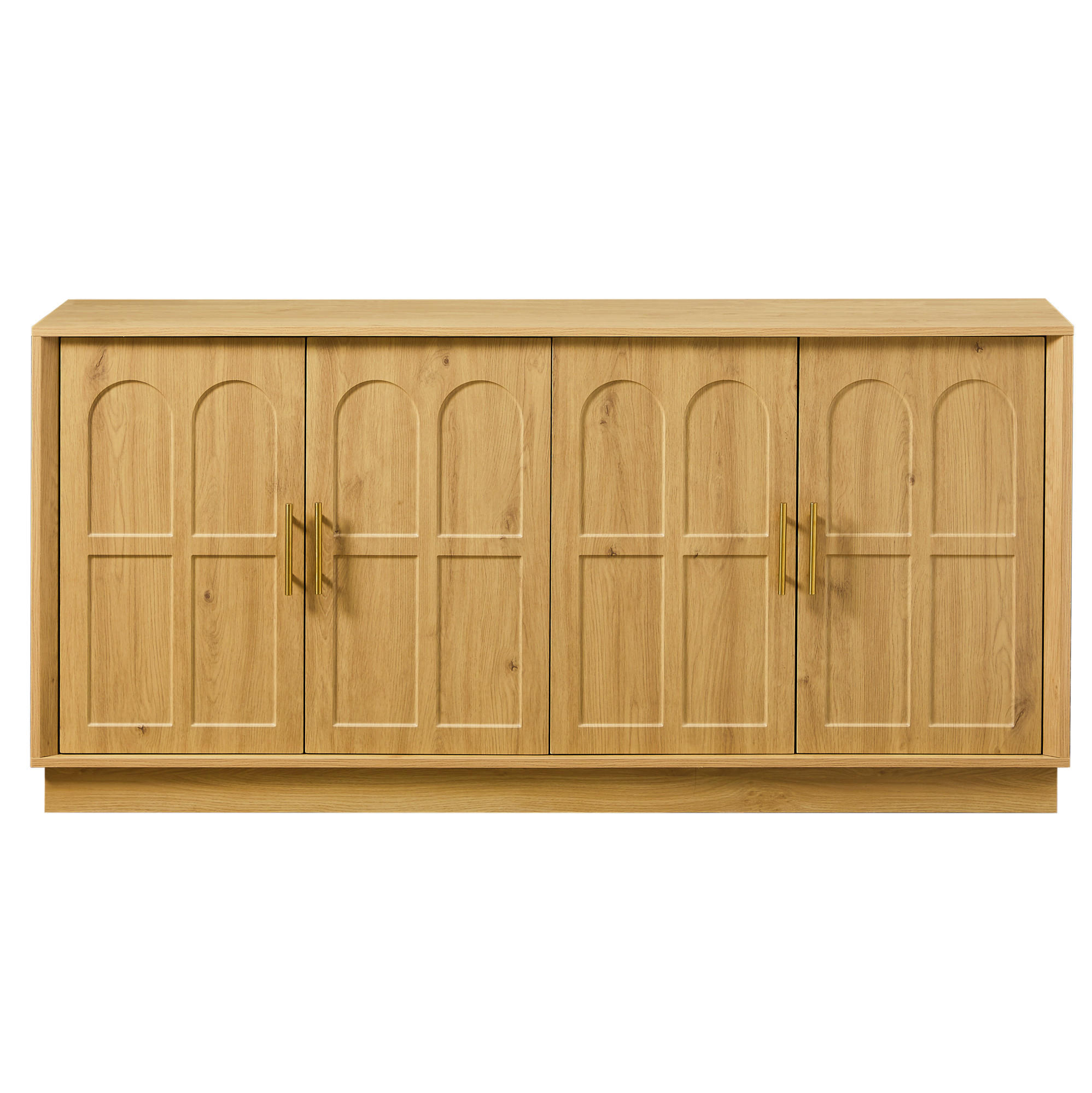 SIDEBOARD in Naturfarben Anrichte mit gewölbter Front moderne Vitrine TV-Schrank Wohnzimmer Küche , B169/T40/H80cm - Naturfarben, Holzwerkstoff (169/80/40cm) - STILVORA