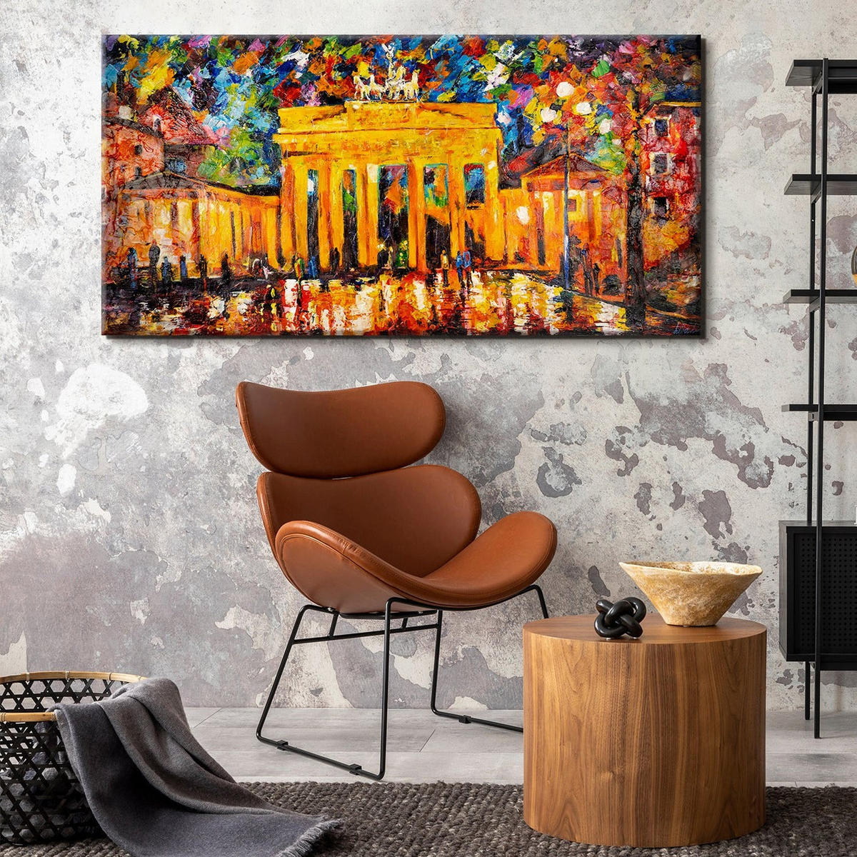 GEMÄLDE Brandenburger Tor auf Keilrahmen 140x70 cm - Gelb, Holz (140/70cm) - YS-art gallery