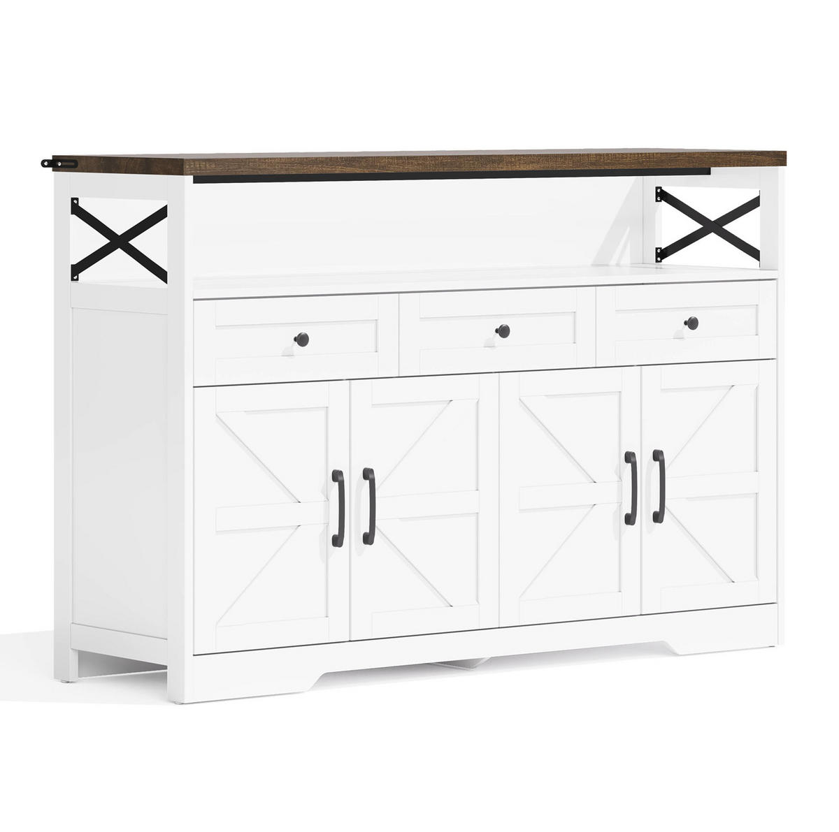 SIDEBOARD aus MDF 140x35x95 cm Braun/Weiß mit 3 Schubladen und 2 Schränken - Braun, Holzwerkstoff (140/95/35cm) - IVMEU