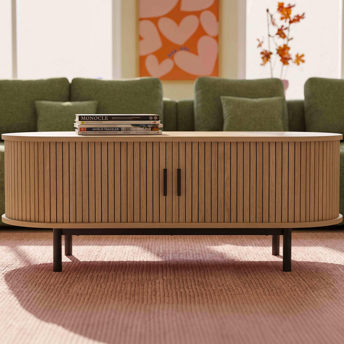 COUCHTISCH, Beigefarbe - Beige, Holz/Holzwerkstoff (55/120/42.5cm) - Oviala