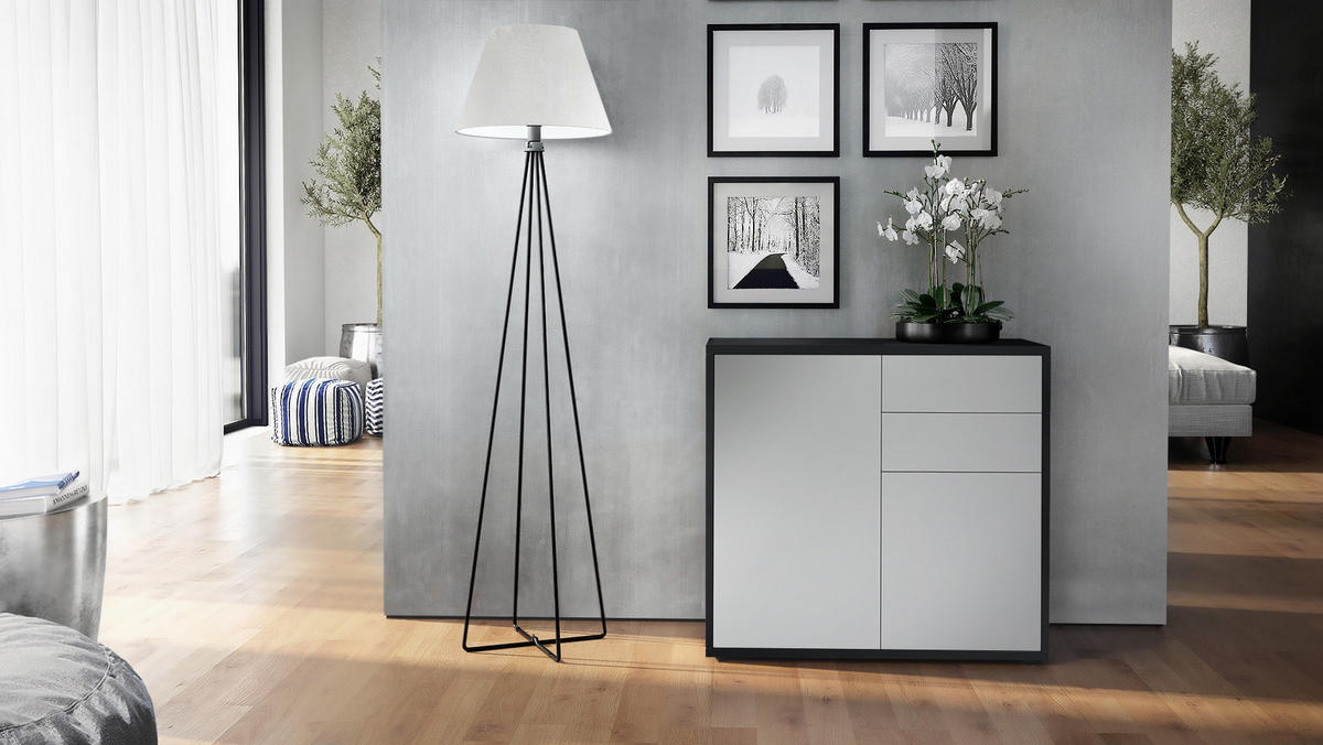 KOMMODE Ben Front in Hellgrau Seidenmatt - Greige, Holzwerkstoff (79/74/36cm) - Vladon
