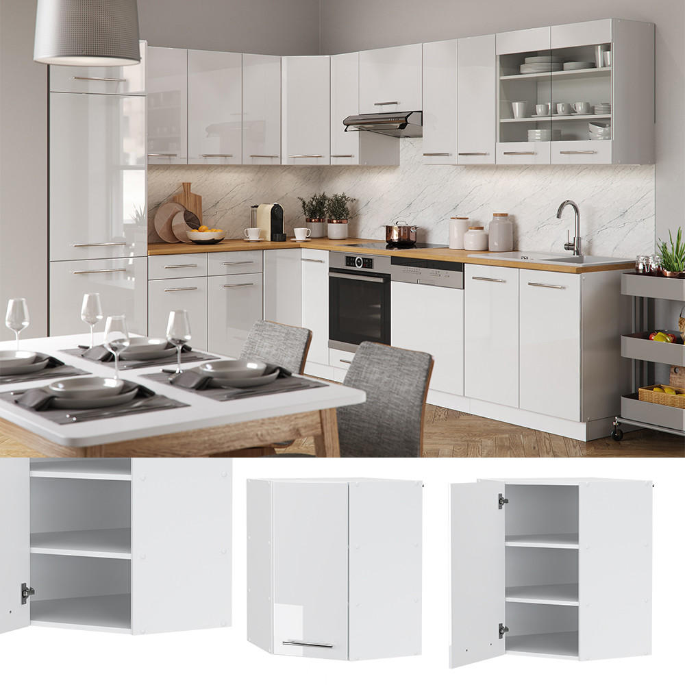 ECKHÄNGESCHRANK Fame-Line Weiß Hochglanz 57 cm - Weiß Hochglanz/Weiß, Holzwerkstoff (57/72/34.1cm) - Vicco