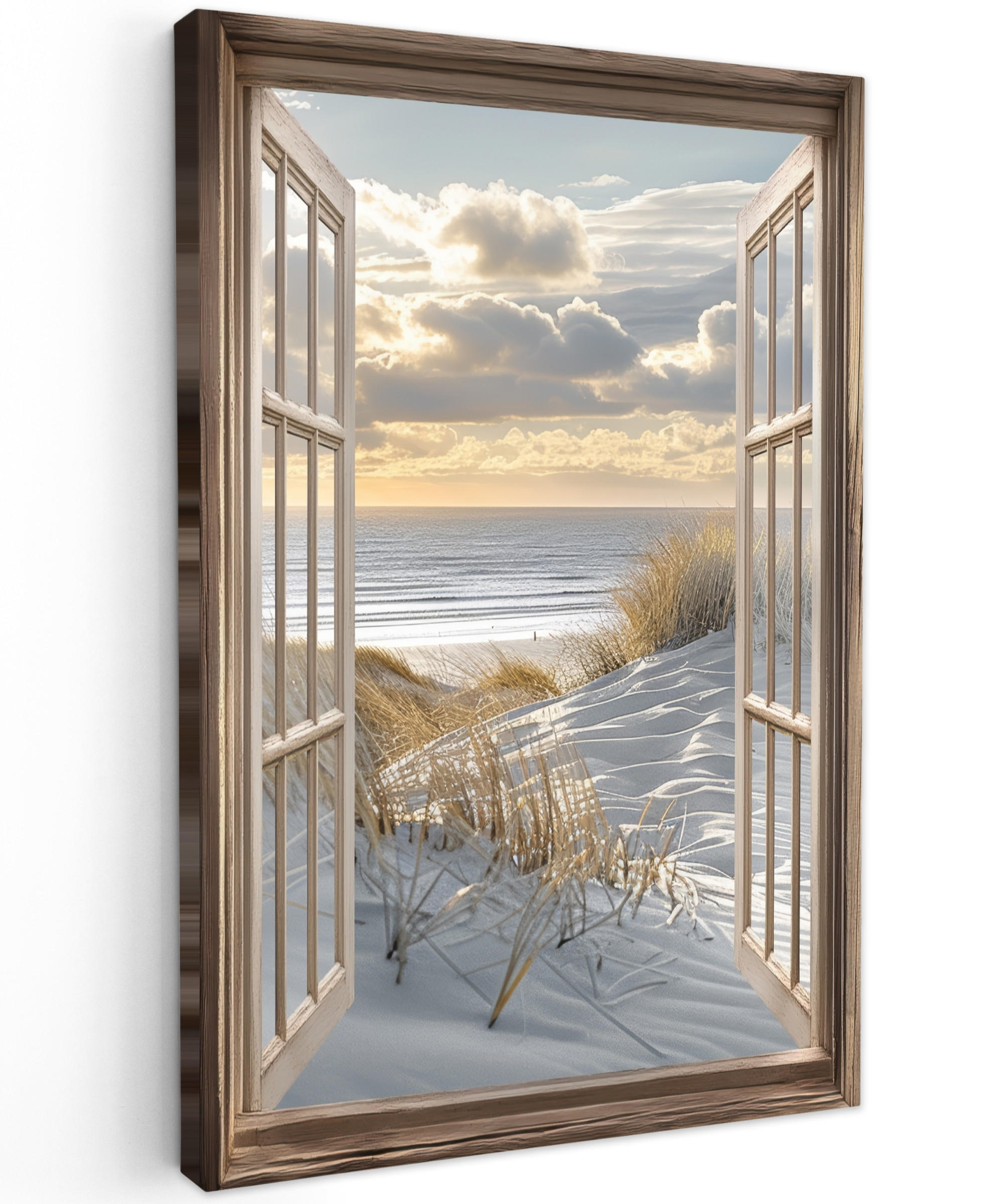 LEINWANDBILD Ausblick - Strand - Dünen - Meer - Natur 90x140 cm - Sandfarben, Textil (90/140cm) - MuchoWow