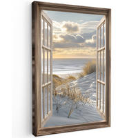 LEINWANDBILD Ausblick - Strand - Dünen - Meer - Natur 90x140 cm - Sandfarben, Textil (90/140cm) - MuchoWow