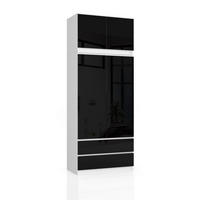 KLEIDERSCHRANK Weiß, Schwarz glänzend 90x51x234 cm - Schwarz Hochglanz/Weiß, Holzwerkstoff (90/234/51cm) - Akord