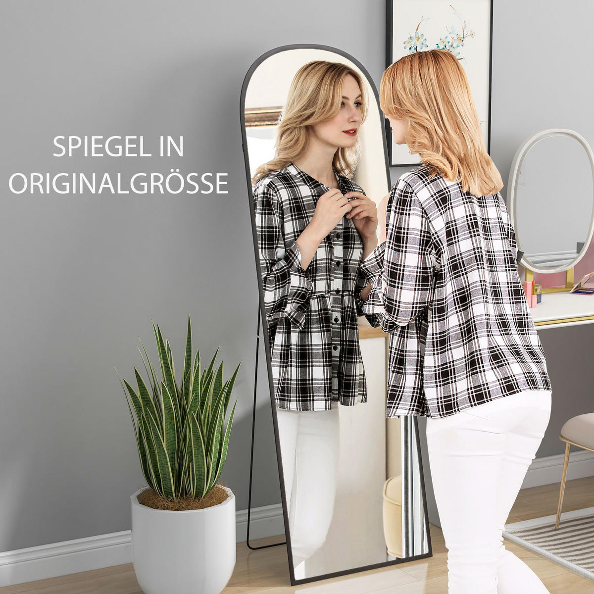 STANDSPIEGEL 2er-Set Schwarz 50.0/1.5/161.5 cm - Schwarz, Metall (1.5/161.5/50cm)