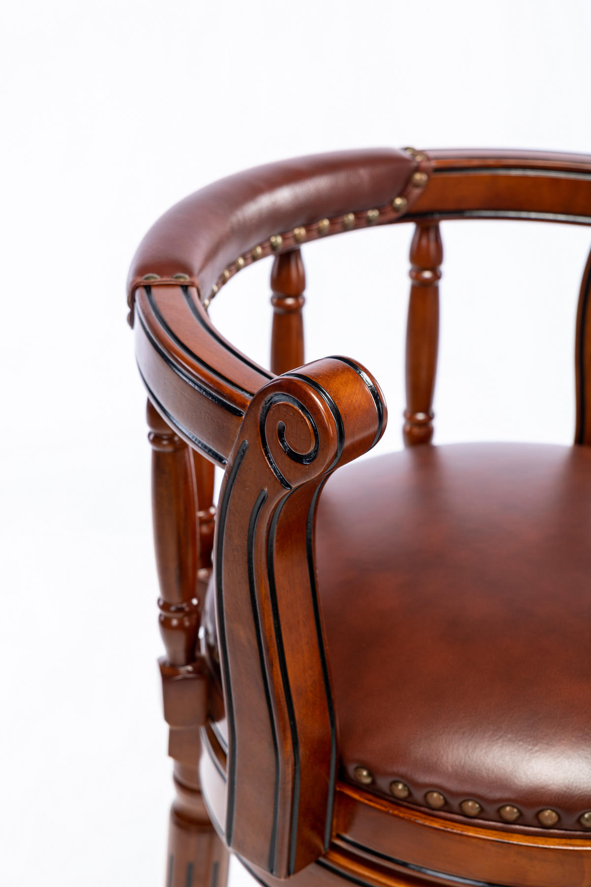 BARHOCKER 1er-Set Braun mit Echtleder und Rückenlehne - Braun, Holz (54.8/96/54.8cm) - PANGIVO