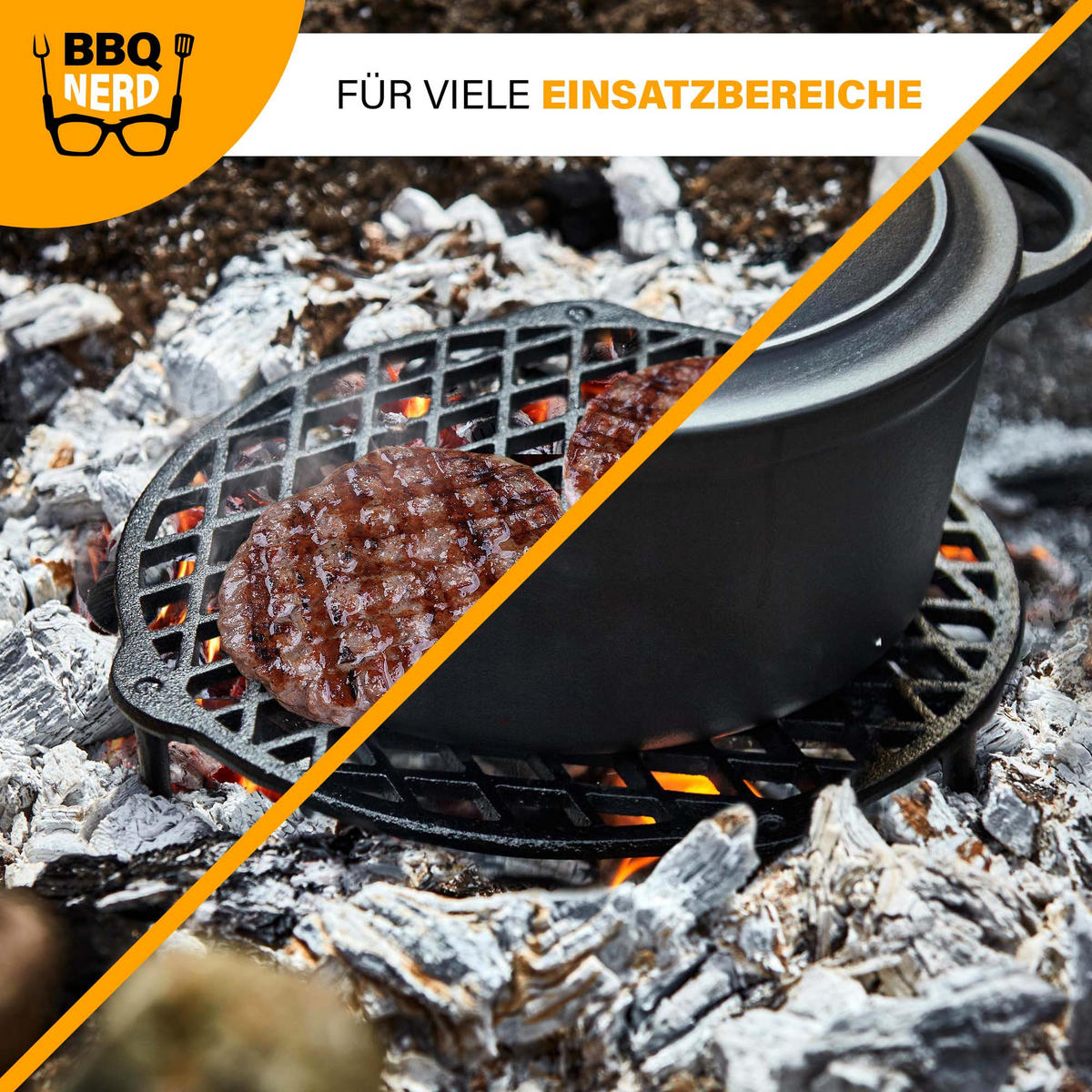 STAPELROST Gusseisen Ø22cm für 4,2L Dutch Oven Feuertopf - Schwarz, Metall (21/5/21cm) - BBQ Nerd