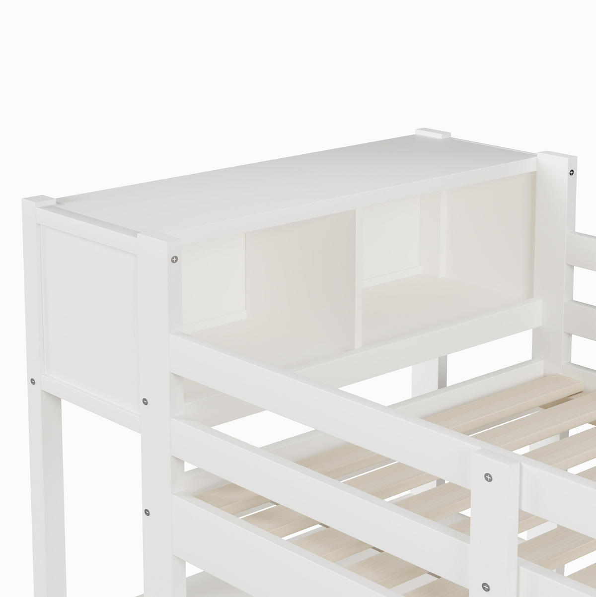 HOCHBETT 90/200 cm Weiß mit Schreibtisch, Regalen und Kleiderschrank - Weiß, Holz (90/200cm) - MIVRAY