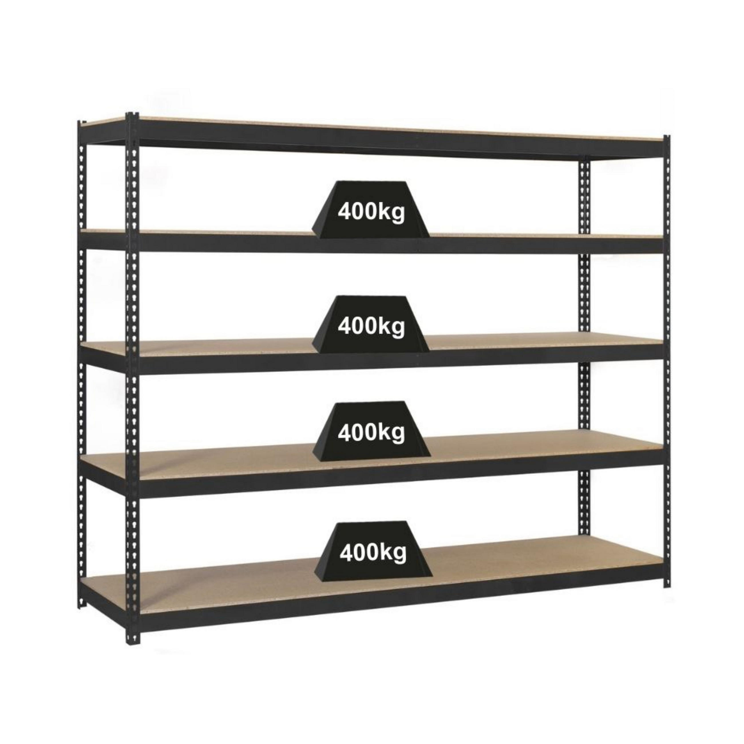 SCHWERLASTREGAL Wood Beast Five HxBxT 200 x 240 x 90 cm 5 Ebenen Fachlast 400 kg Anthrazit - Anthrazit, Metall (240/200/90cm) - PROREGAL