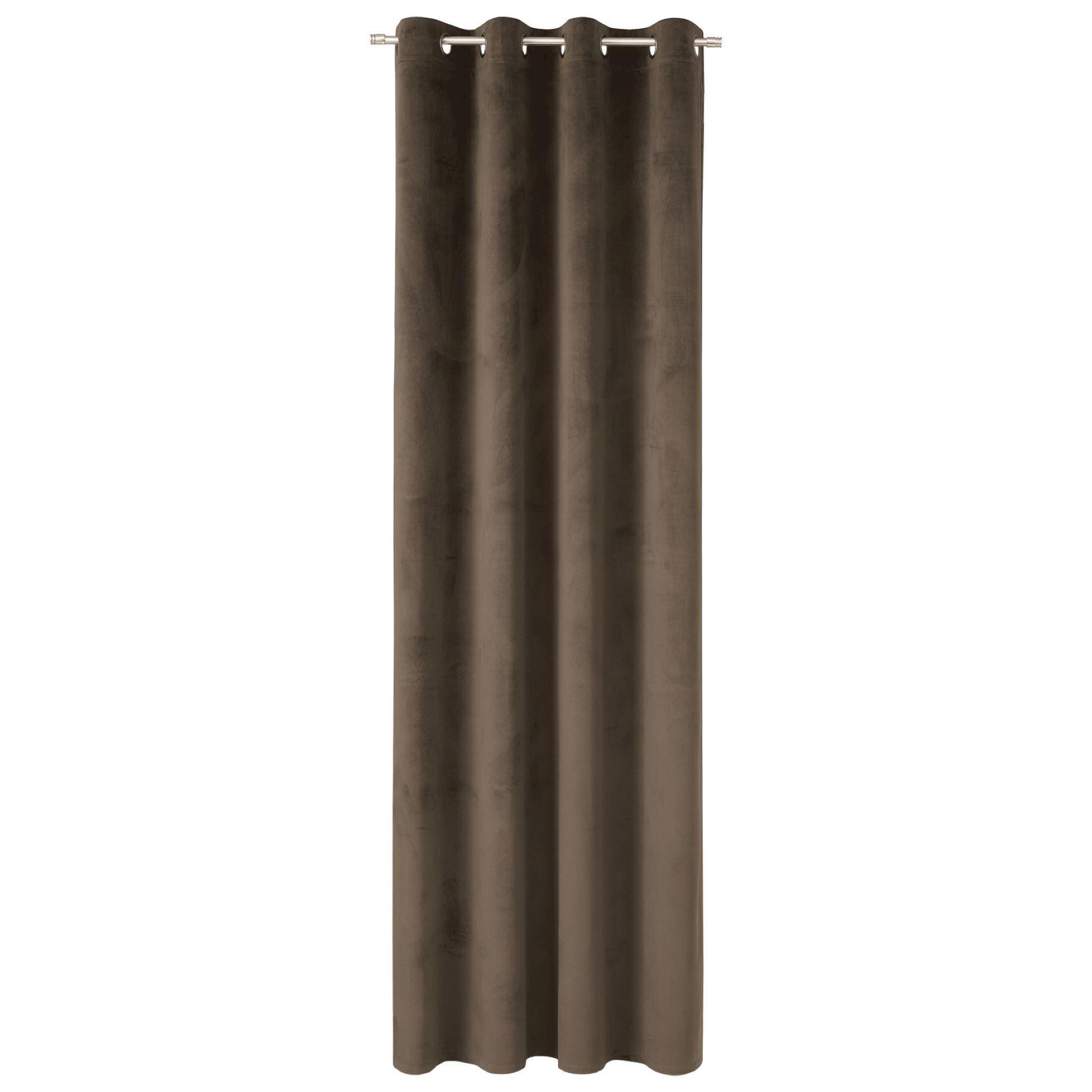 ÖSENVORHANG VELVET SIGNATURE - Braun, Textil (140/1/250cm) - Tom Tailor