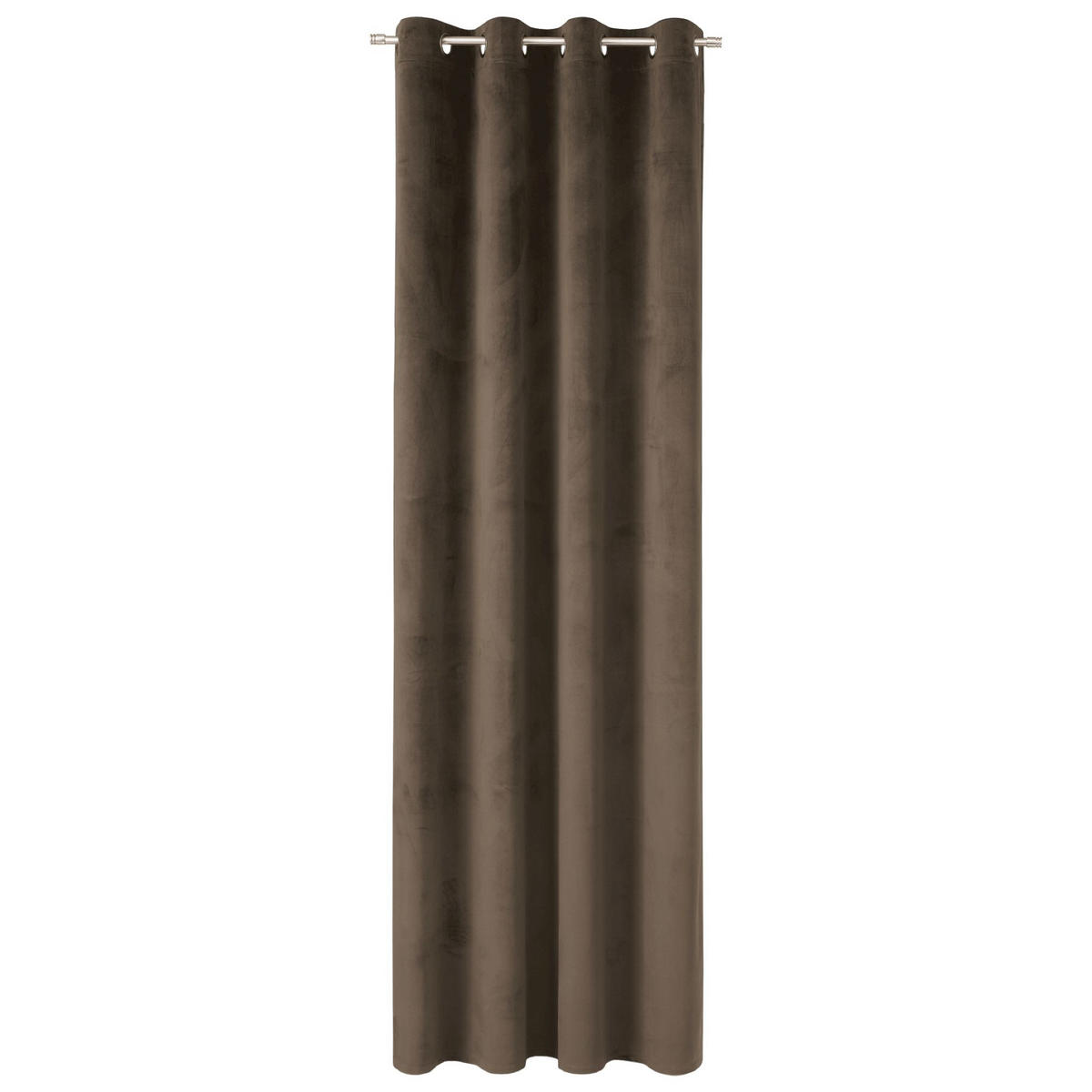 ÖSENVORHANG VELVET SIGNATURE - Braun, Textil (140/1/250cm) - Tom Tailor