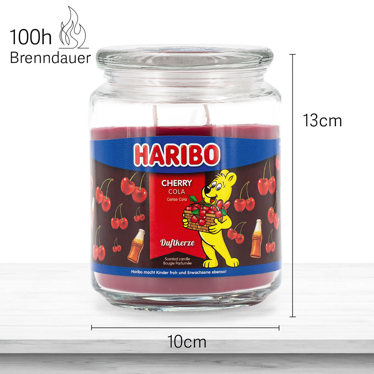 DUFTKERZE Haribo - Dunkelrot, Naturmaterialien/Glas (10/13cm)