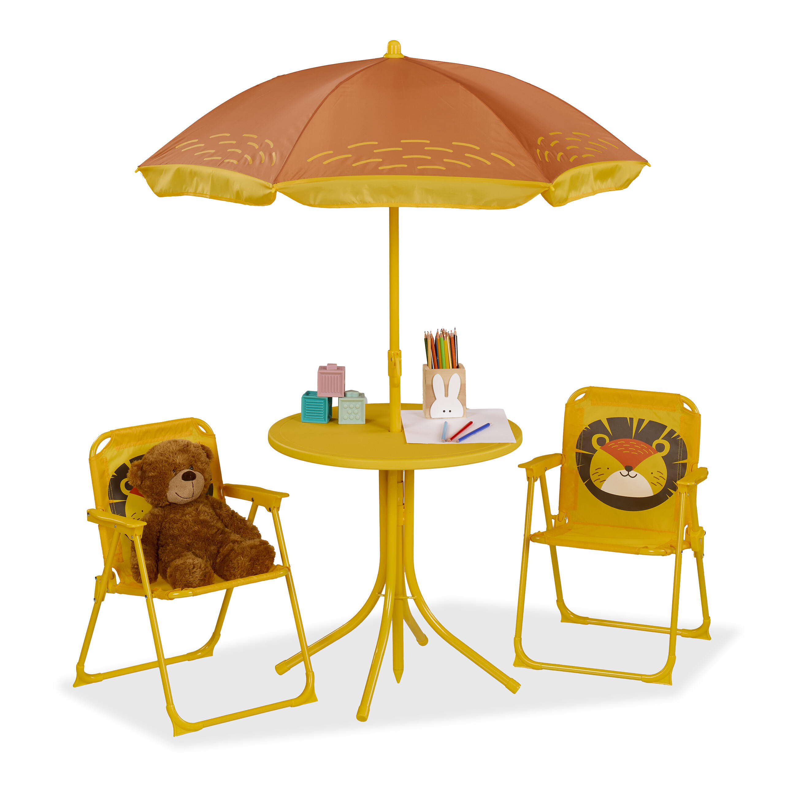 CAMPING-KINDERSITZGRUPPE - Gelb, Kunststoff/Textil - Relaxdays