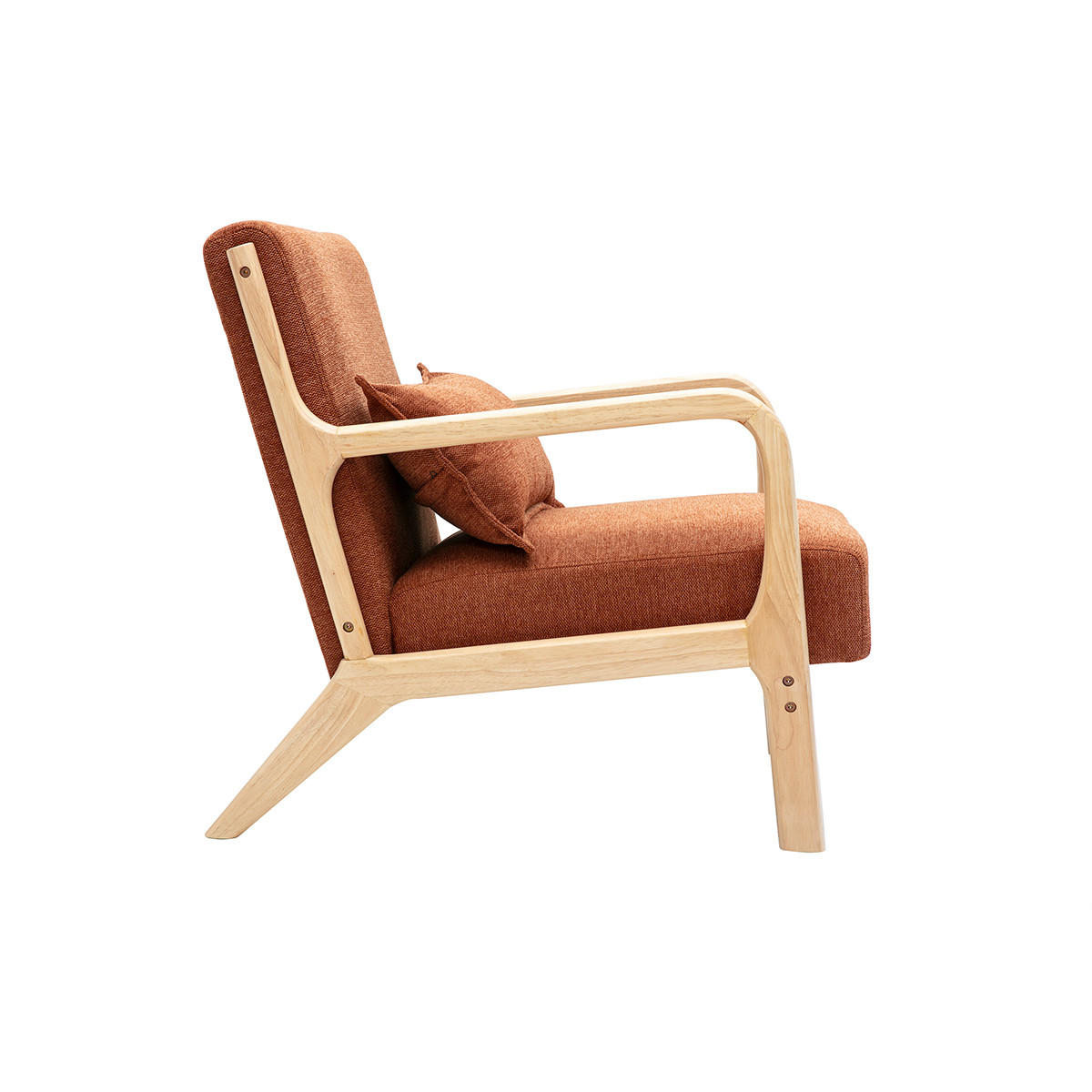SESSEL Stoff Samteffekt Rostbraun Helles Massivholz DERRY - Terracotta, Holz (84/76/65.5cm) - Miliboo