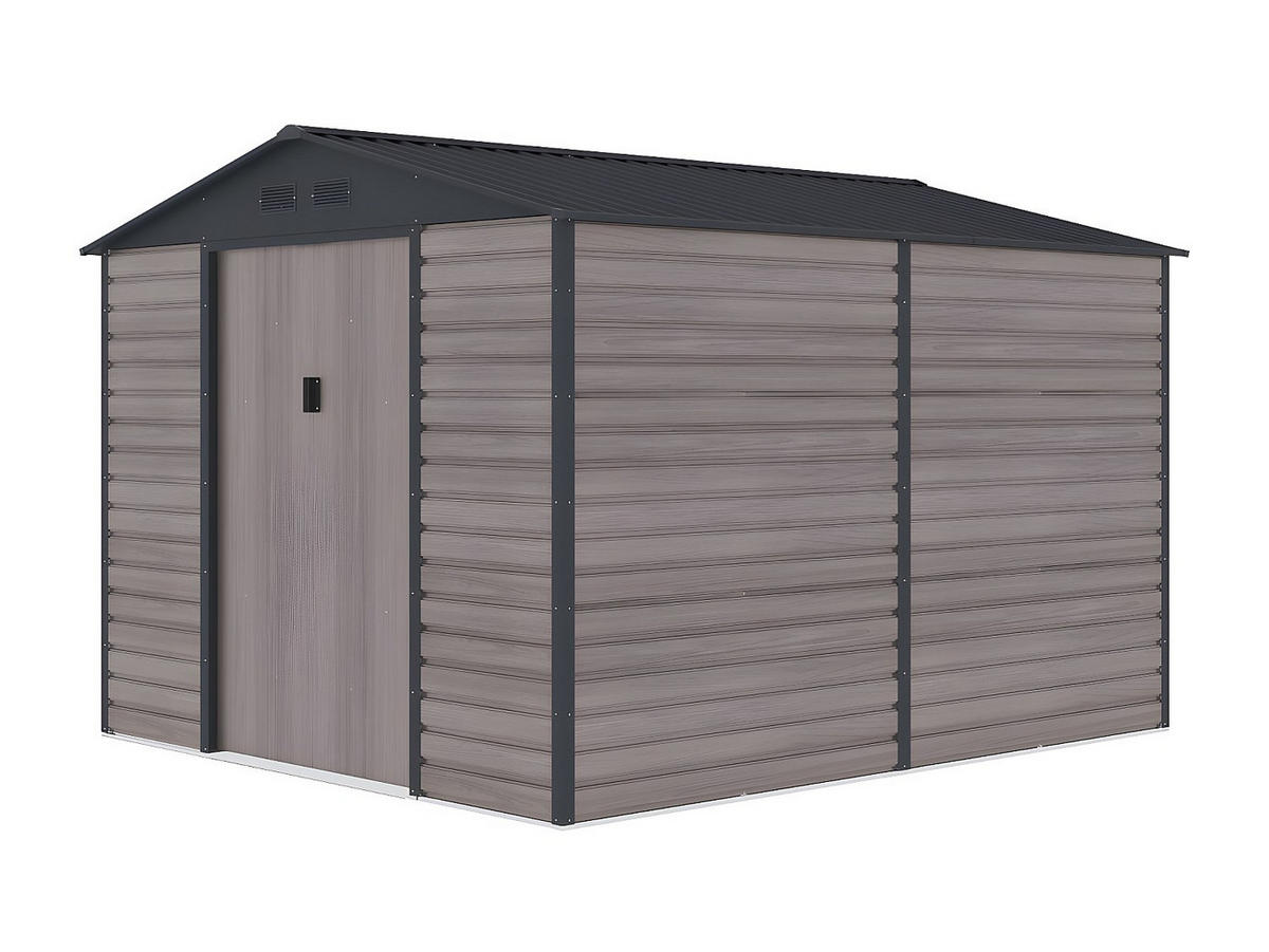 SCHREBERGARTENHAUS - 267 cm x 309 cm - metall - anthrazitgrau, naturfarben dunkel Adelmo - Grau, Metall (267/221/309cm) - Vente-Unique