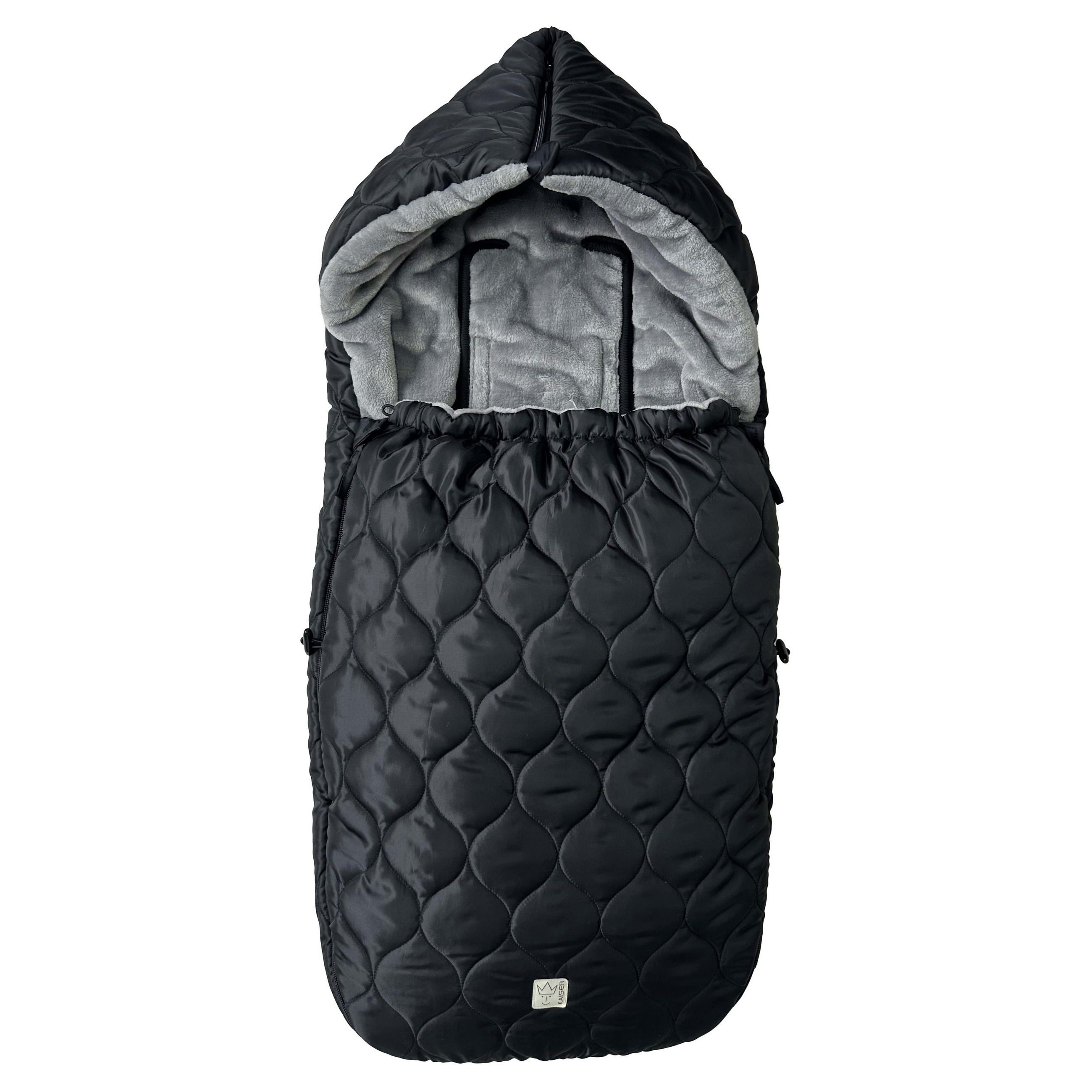 KINDERWAGEN-FUSSSACK Recy XL, black/greyblack/grey - Schwarz Hochglanz, Textil (44/7/95cm) - Kaiserbaby
