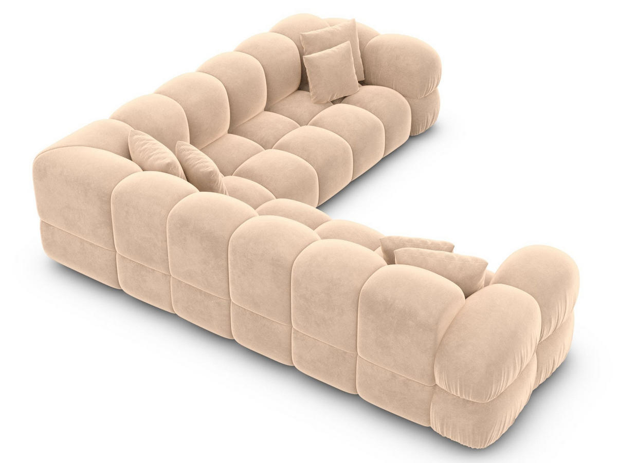 COUCH Monteverde L-Form Beige Samtstoff - Beige, Kunststoff (253/253cm)