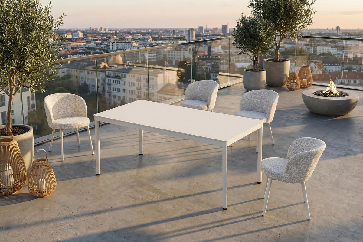 GARTENSTUHL INDUS Cremeweiß SOLENZO Flachgewebe (1er-Set) - Creme, Textil (56/77/62cm) - KAWOLA