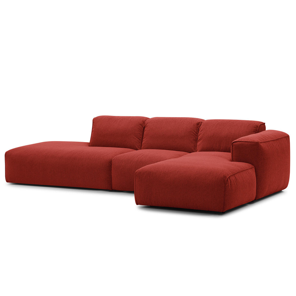 ECKSOFA mit Chaiselongue - Rot/Schwarz, Kunststoff/Textil (290/173cm) - home24