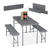 BIERZELTGARNITUR 3-tlg. - Grau, Kunststoff/Metall - Relaxdays