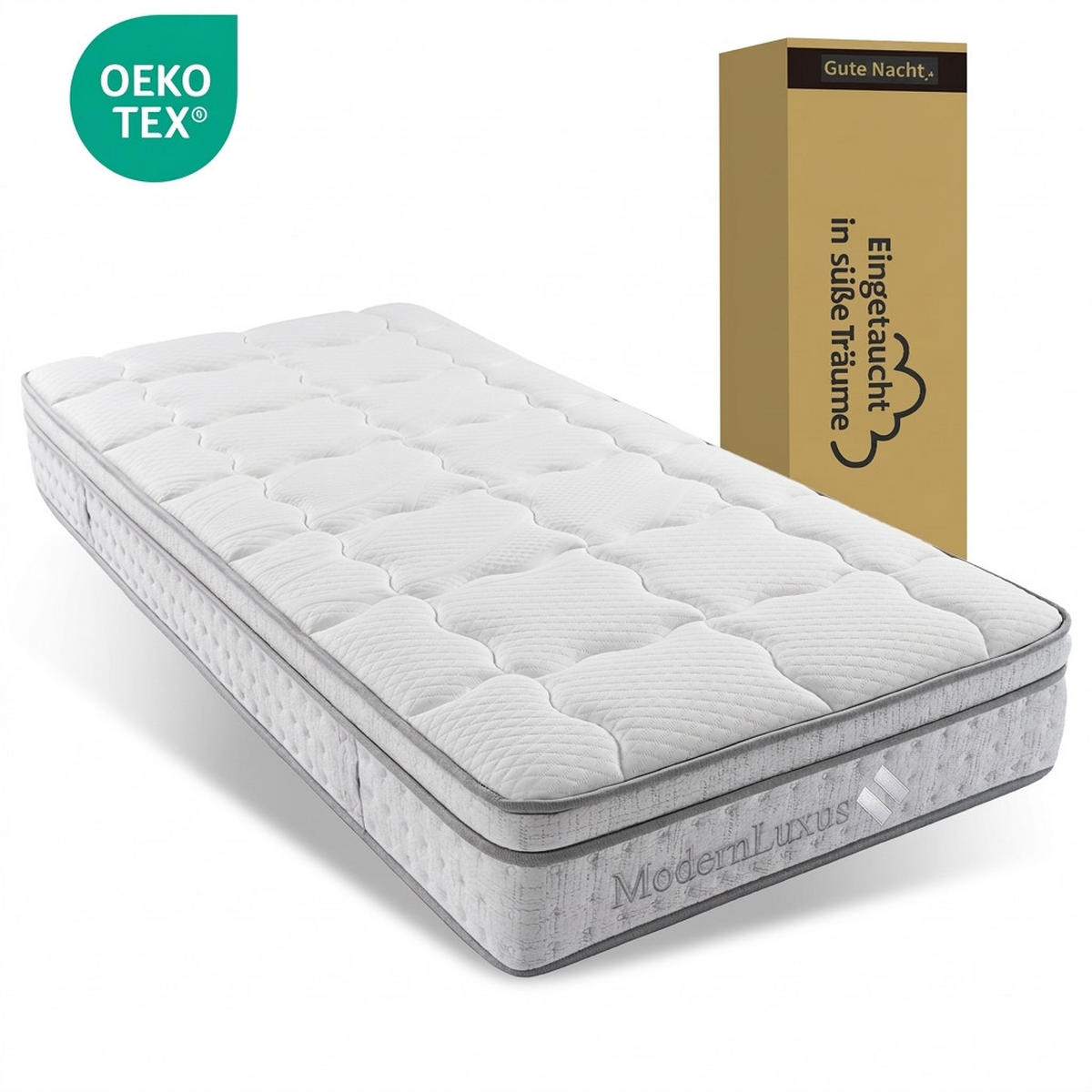 TASCHENFEDERKERNMATRATZE 90/200 cm Weiß H3, 25cm Hohe Kaltschaum Hybrid-Matratze - Weiß, Textil (90/200cm) - Oxeza