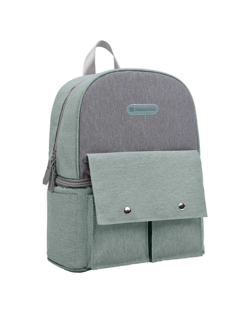 WICKELTASCHE Nia grün Rucksack, Reißverschlussöffnung, Thermofächer, Wickelunterlage, Fächer - Grün, Textil (7/35/30cm) - Kikka boo