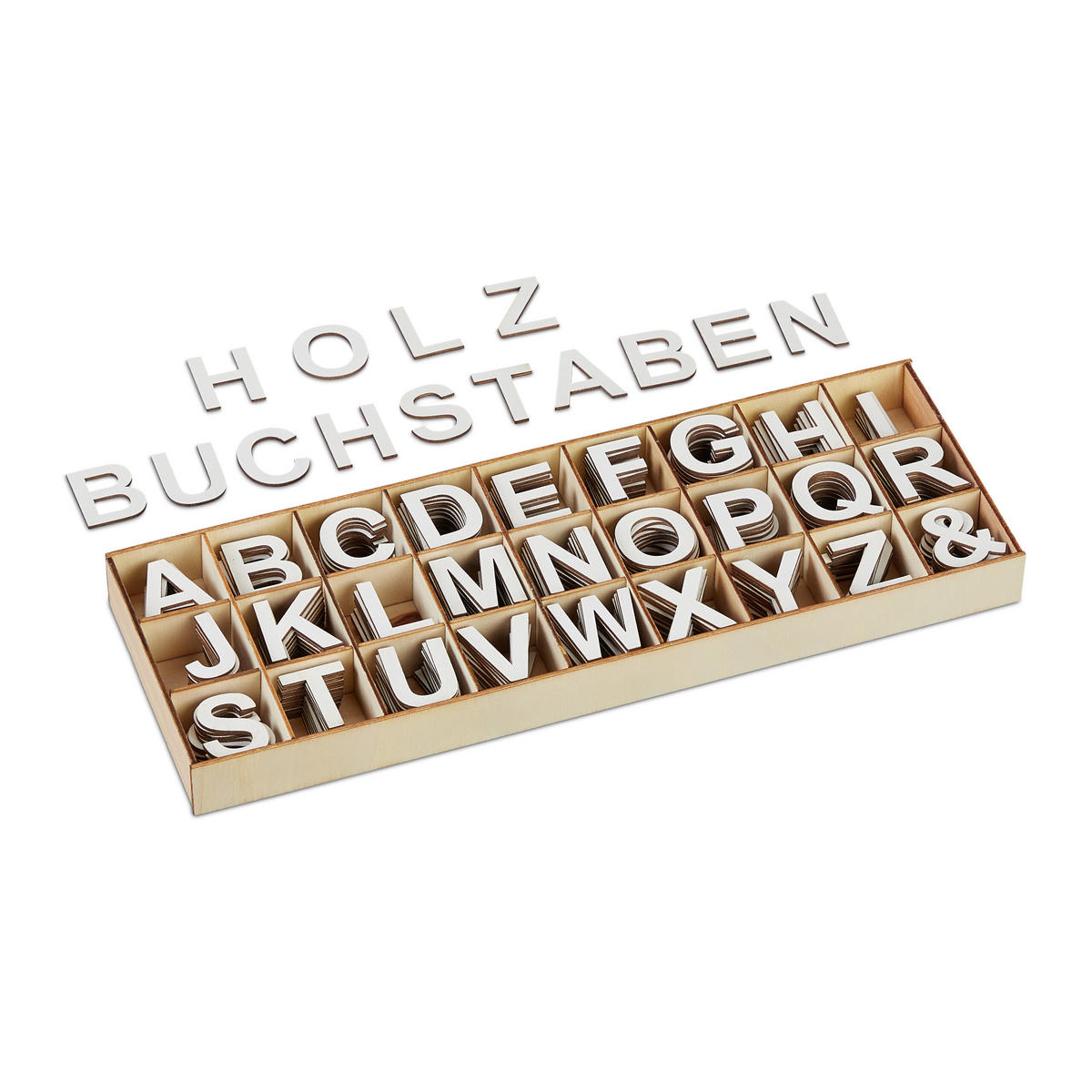 324TLG.HOLZBUCHSTABEN-SET - Multicolor, Holz (10.5/2.5/30cm) - Relaxdays