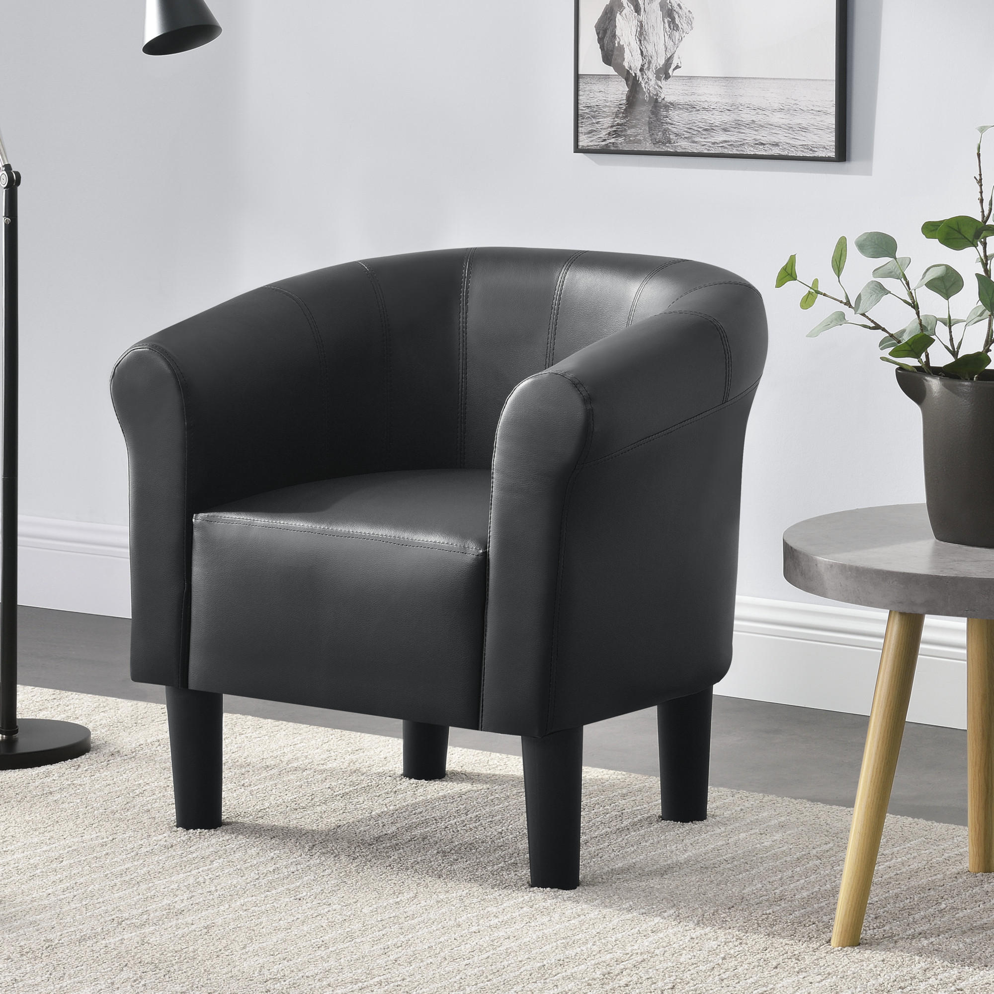 SESSEL Jelgava Kunstleder Schwarz - Schwarz, Textil (70/70/58cm) - [en.casa]
