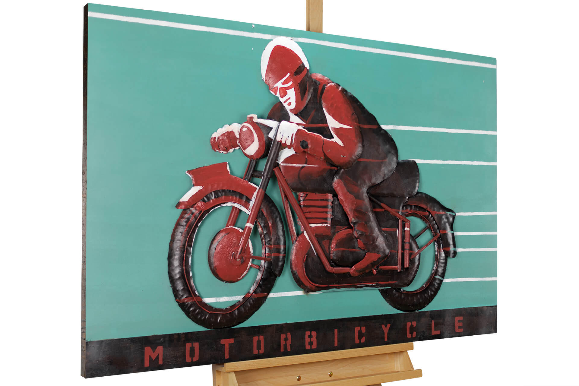 METALLBILD Rot 120/80 cm - Blau/Rot, Metall (7.71/80cm) - KUNSTLOFT