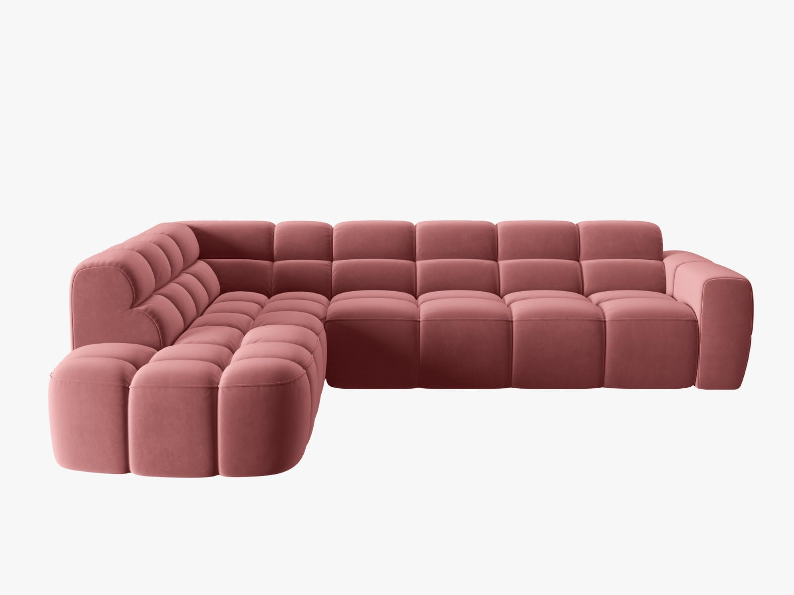 ECKSOFA links Lisa aus Samt lachs 5 Sitzplätze - Dunkelrosa, Textil (234/293cm) - Micadoni