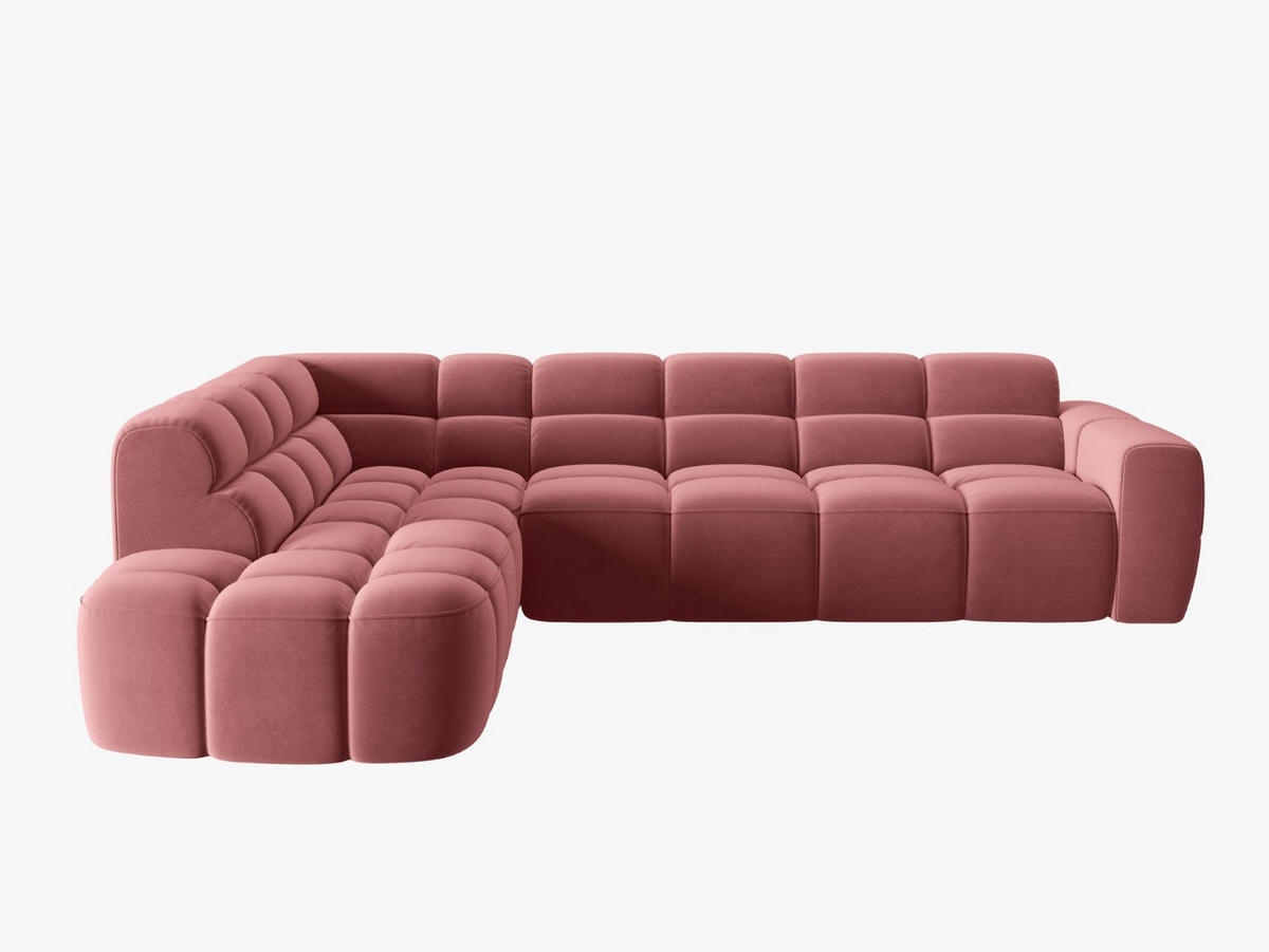 ECKSOFA links Lisa aus Samt lachs 5 Sitzplätze - Dunkelrosa, Textil (234/293cm) - Micadoni