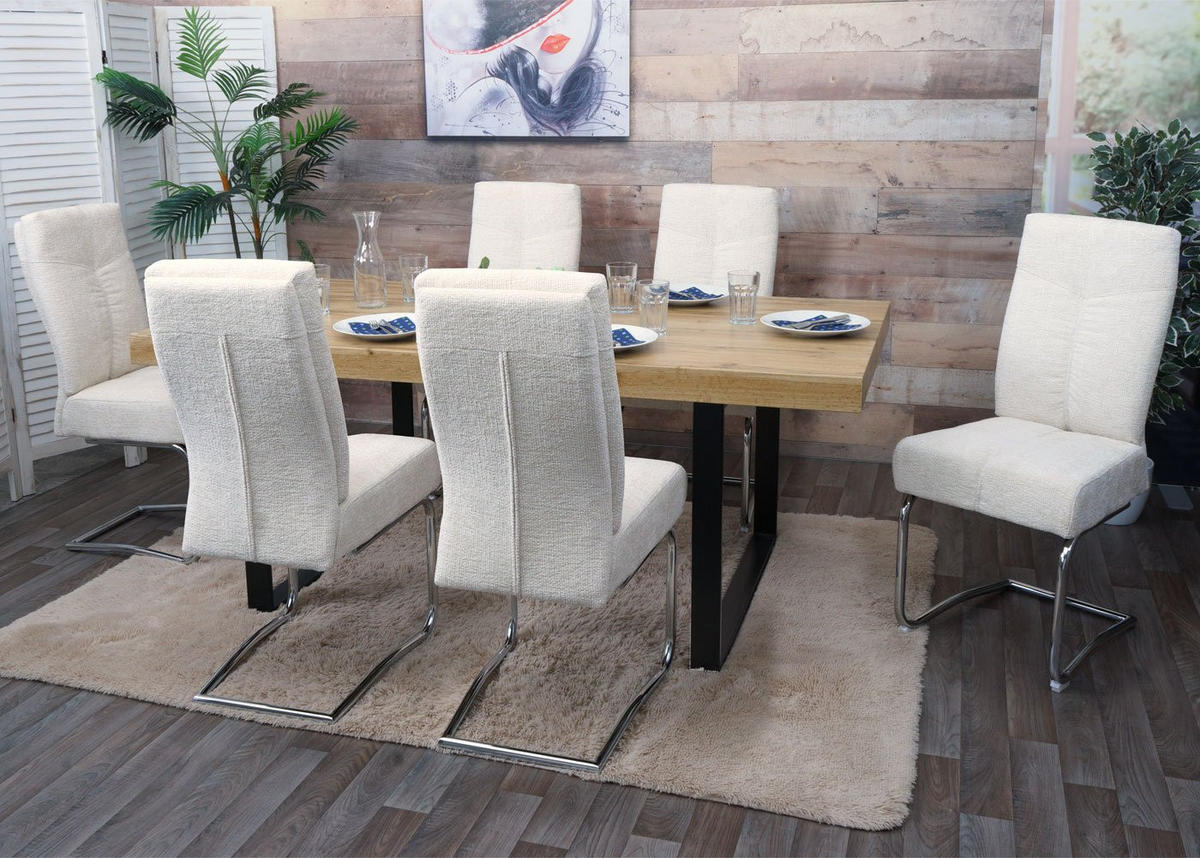 ESSZIMMERSTUHL Cremeweiß 2er-Set - Creme/Weiß, Textil (46/105/60cm) - MCW