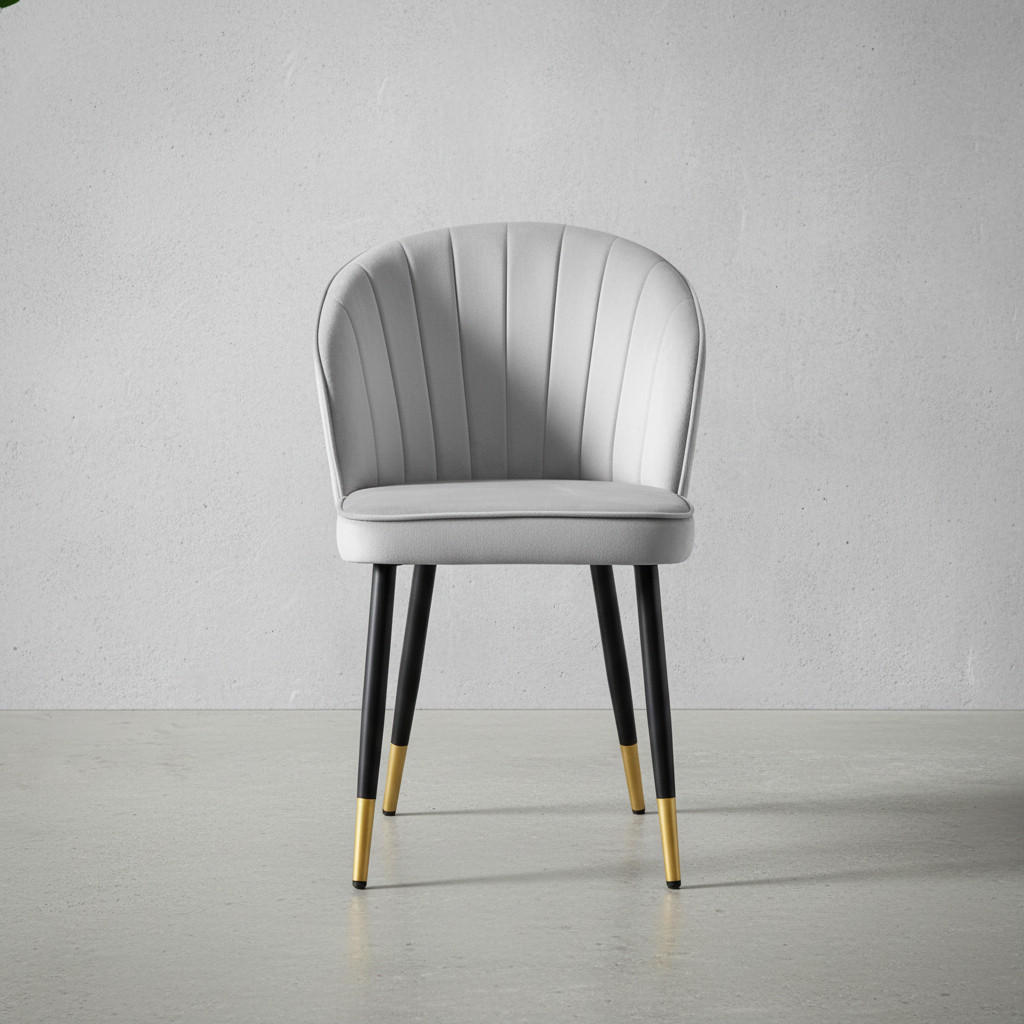 ESSZIMMERSTUHL 2er Set Samtbezug mit Metallgestell Schalenform Skandinavisch gepolstert, Grau 53x55x83 cm - Goldfarben/Grau, Textil/Metall (53/83/55cm) - KADIMA DESIGN