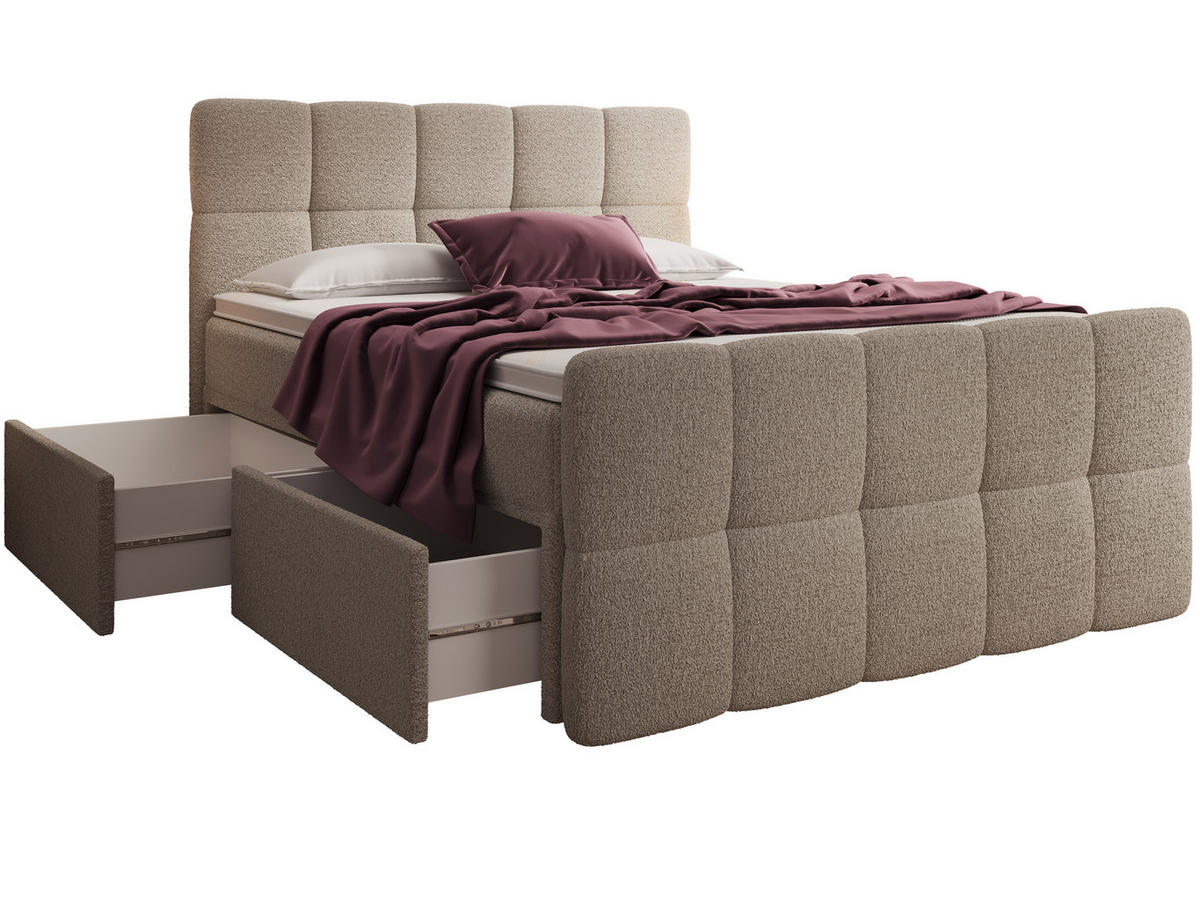 BOXBETT Madison 4 Beige 160/200 H3/H4 Boucle - Beige, Textil (160/200cm) - wonello