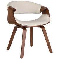 STUHL Lederlook Creme - Eukalyptusholzfarben/Creme, Holz/Textil (62/76/52cm) - CLP