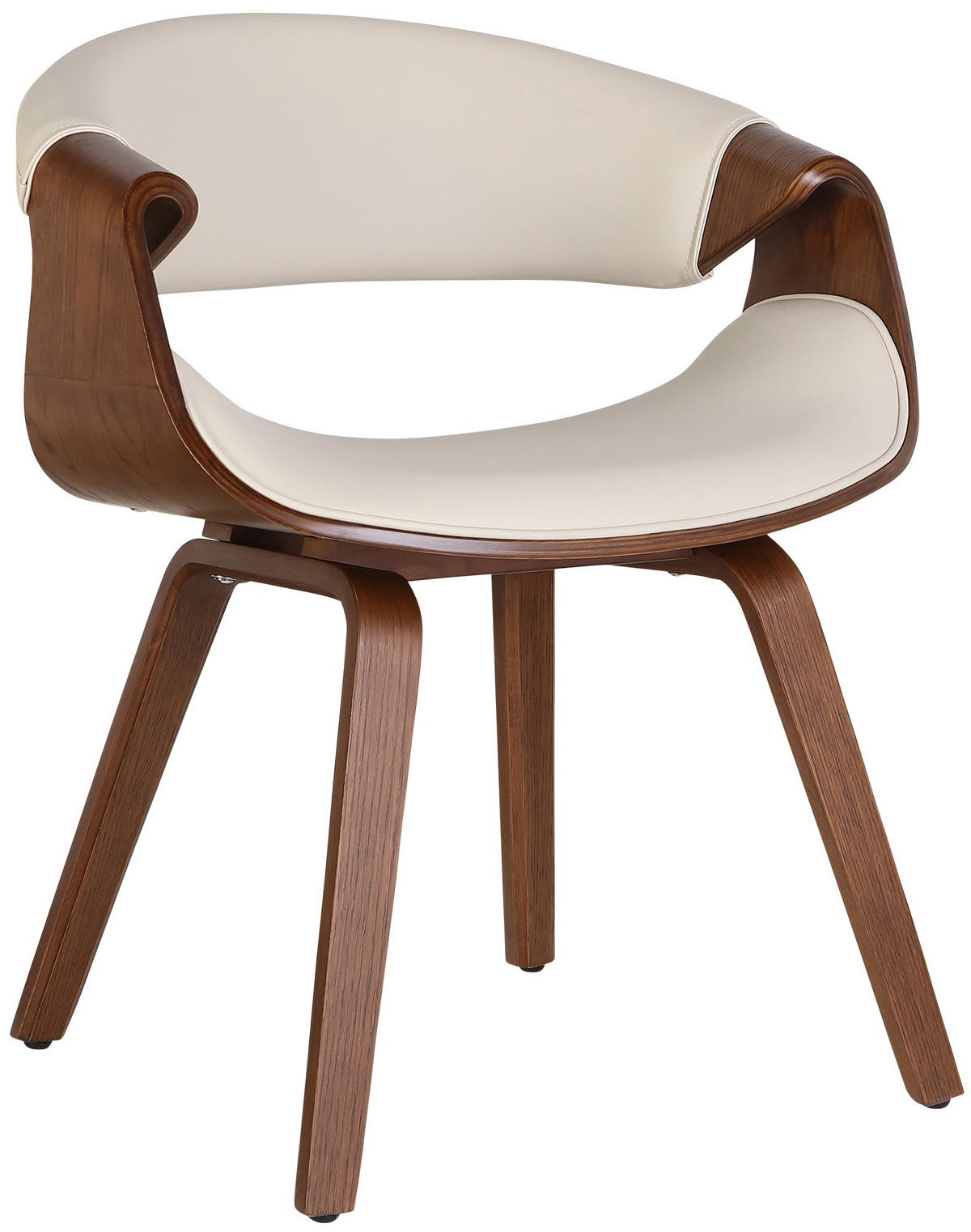 STUHL Lederlook Creme - Eukalyptusholzfarben/Creme, Holz/Textil (62/76/52cm) - CLP