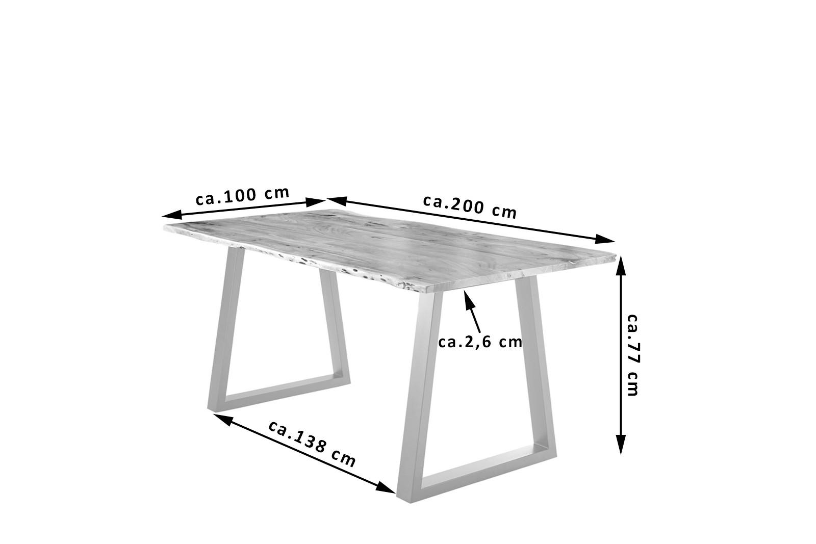 ESSTISCH LUBIN - Beige/Silberfarben, Holz/Metall (100/200/77cm) - SAM